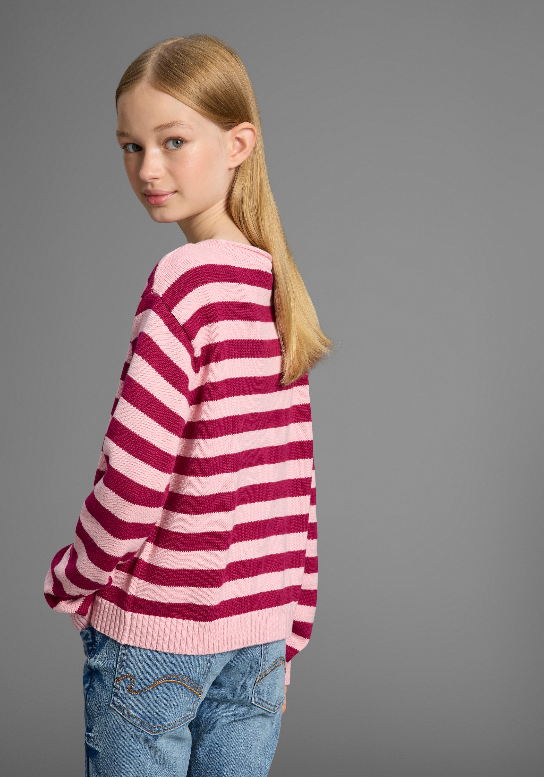 KIDSWORLD Streifenpullover »Ringelpullover«, Ringelpullover mit Rollsaum