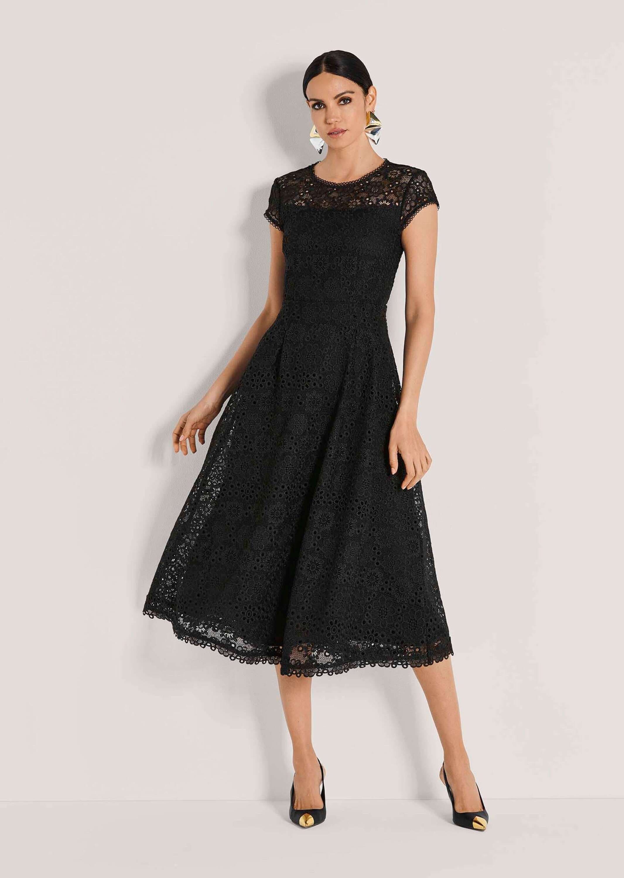 MADELEINE Midikleid »Kleid Ärmelloses Spitzenkleid mit Bindeband und weitem Rock«