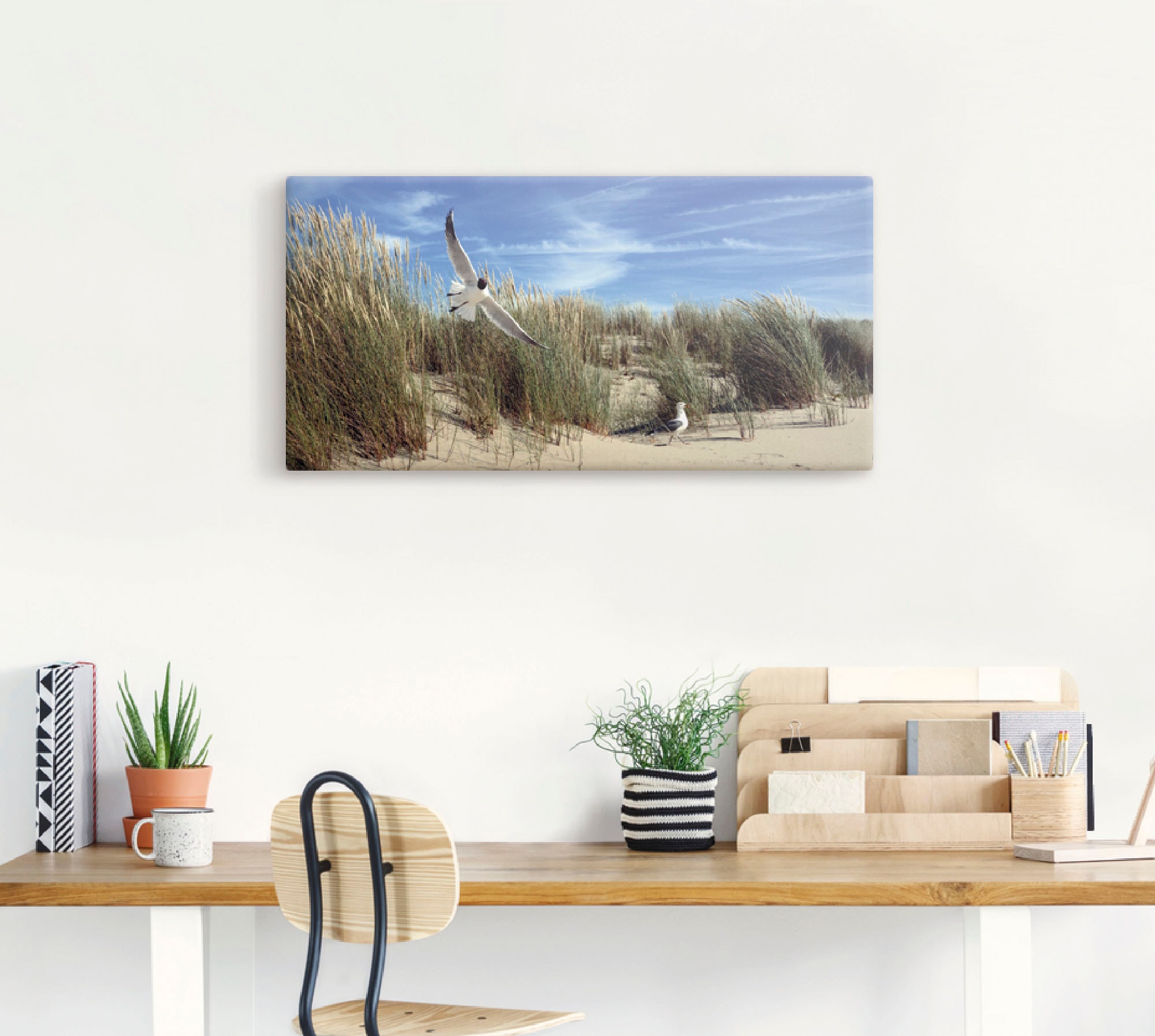Artland Leinwandbild »Möwe und Seeschwalbe in Dünenlandschaft«, Vögel, (1 St.), auf Keilrahmen gespannt