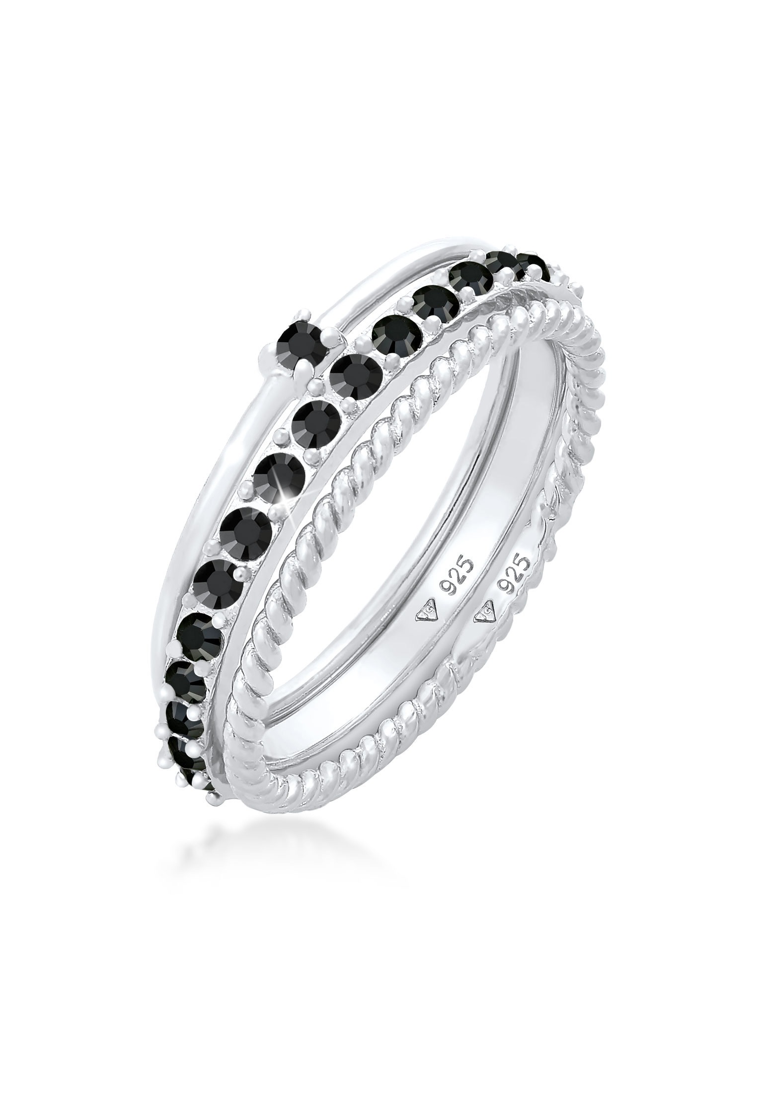 Solitärring ELLI "Stapelring 3er Set 925 Silber, mit Kristallen von Swarovski" Gr. 66, silber, Fingerringe, Damen, 66mm,mit Steinen, Silber 925 (Sterlingsilber)