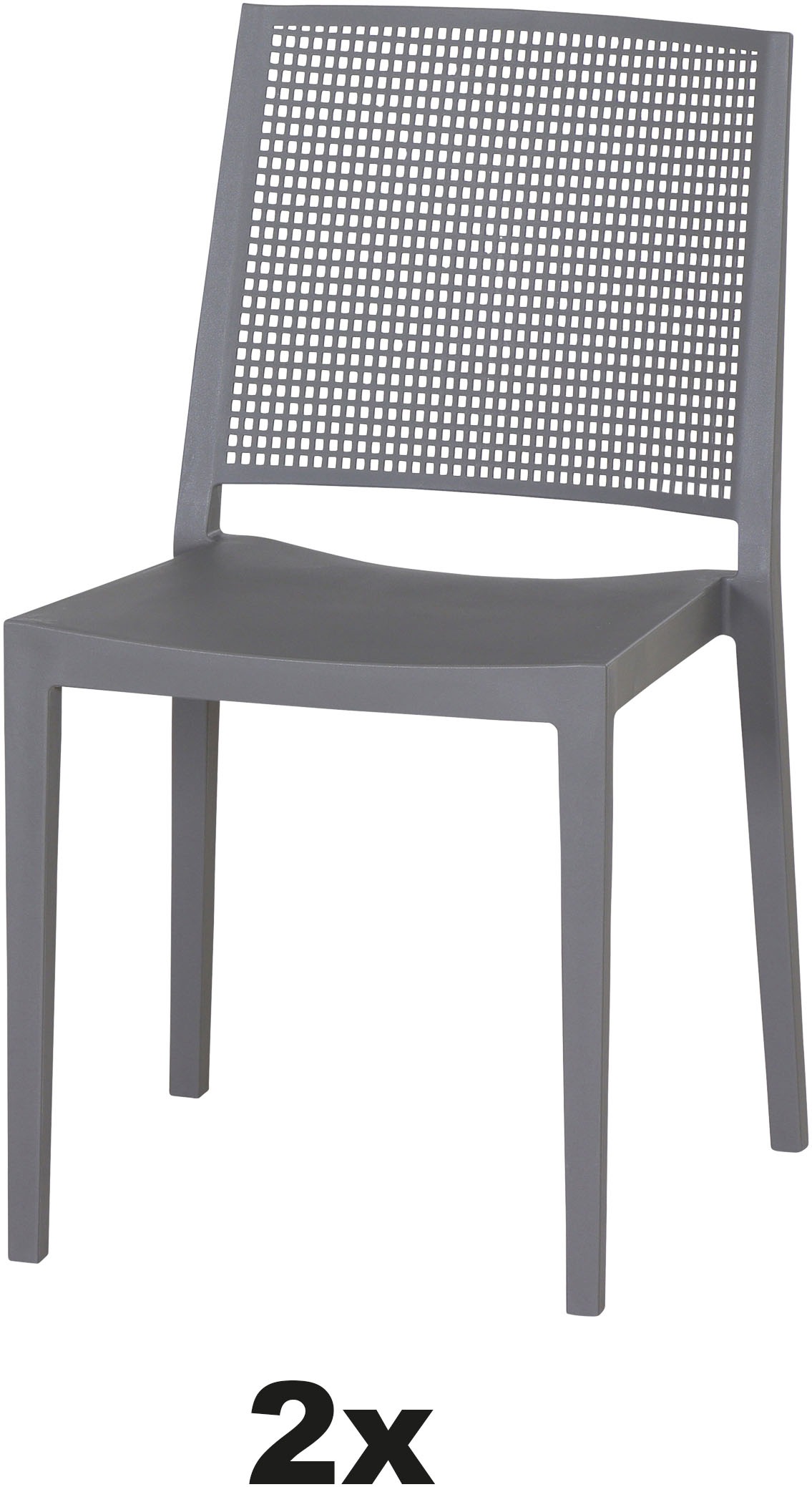 Siena Garden Gartensessel »Square 2er Set Stapelstuhl grau« Set, 2 Stk. tlg. Gestell, Polypropylen/Glasfaser