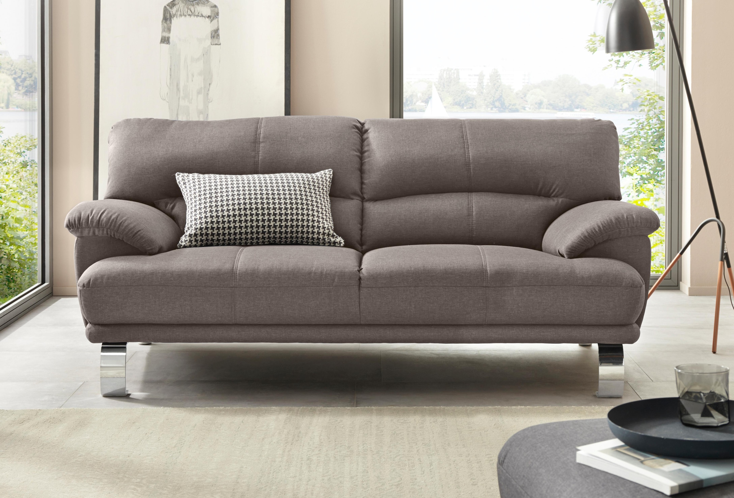 TRENDMANUFAKTUR 3-Sitzer »Cecilia II, mit italienischem Design, tollen Details«, mit tollem Sitzkomfort und Designfuß
