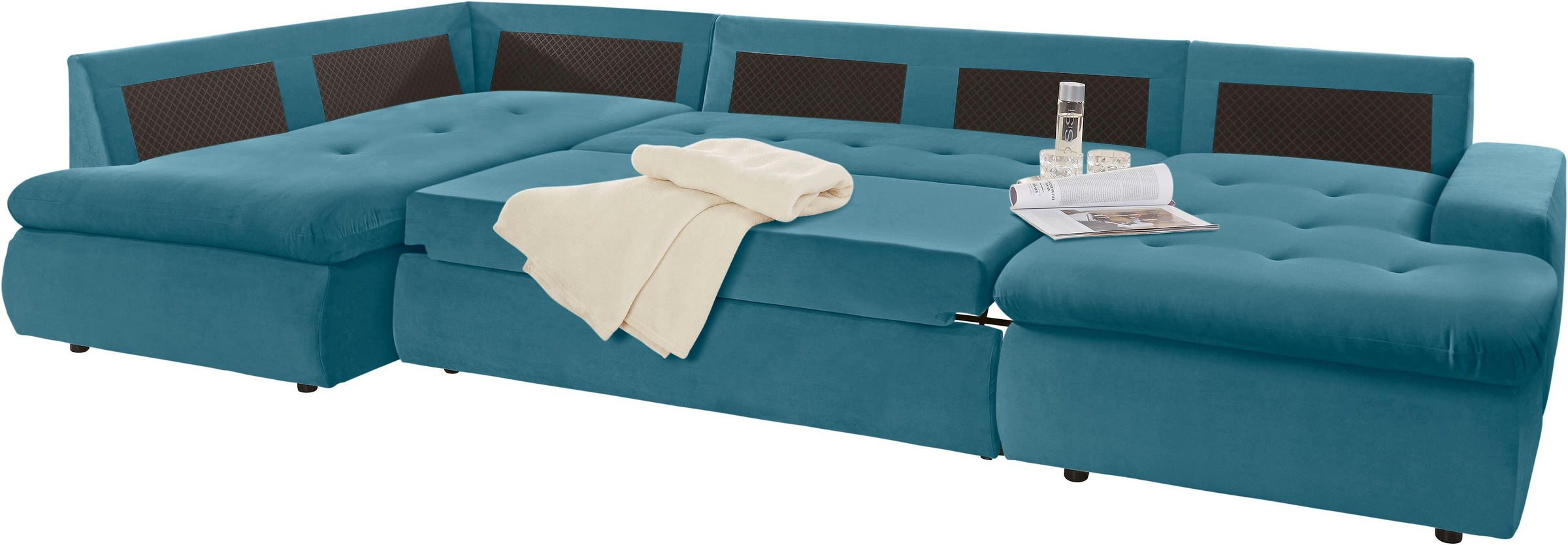 TRENDMANUFAKTUR Wohnlandschaft »Indie II, tolle Detailverarbeitung, bequem und komfortabel im Sitz«, wahlweise mit Bettfunktion, U-Form