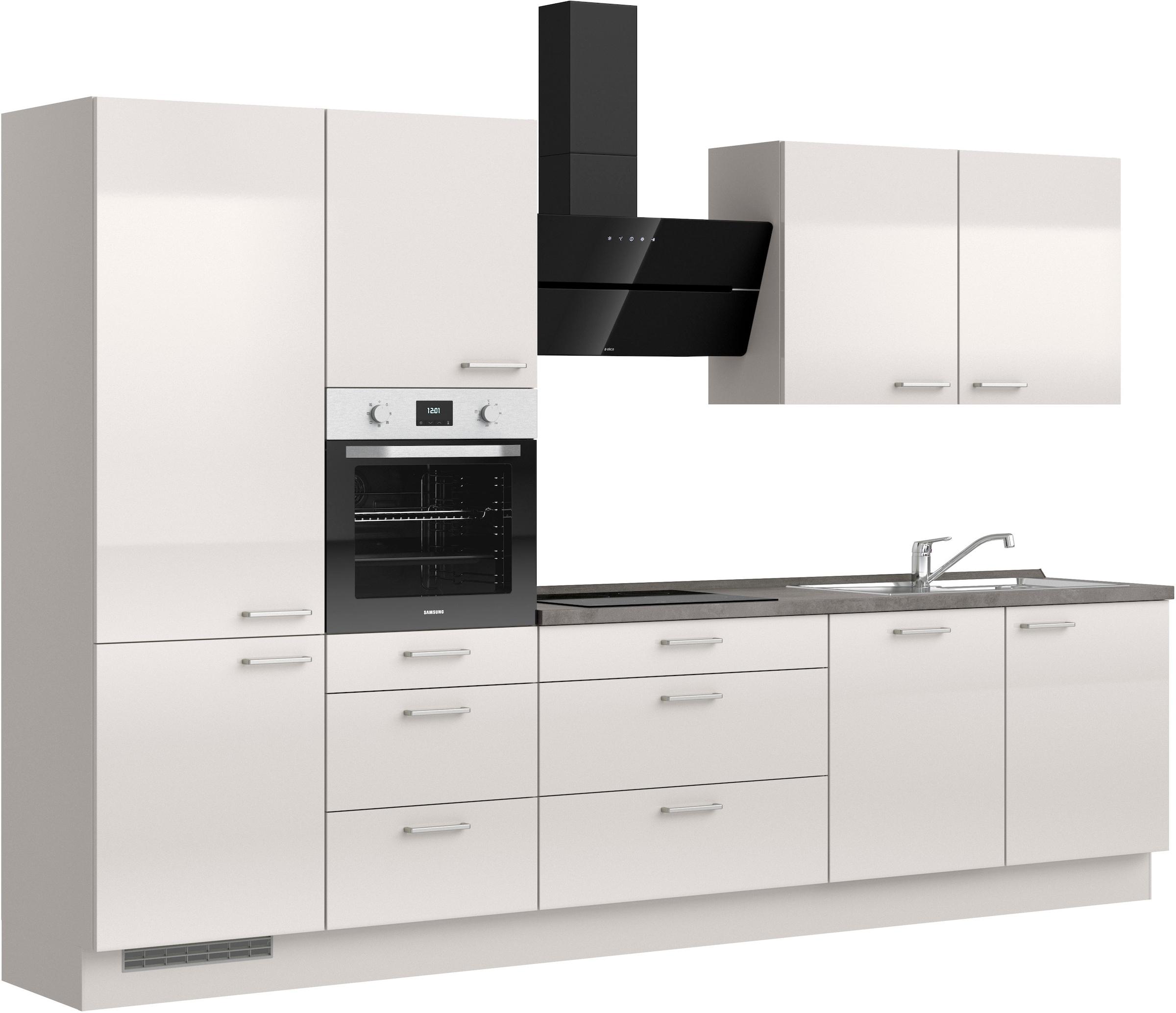 nobilia® Küchenzeile »"Flash II"«, vormontiert, Ausrichtung wählbar, Breite 330 cm, wahlw. mit E-Geräten