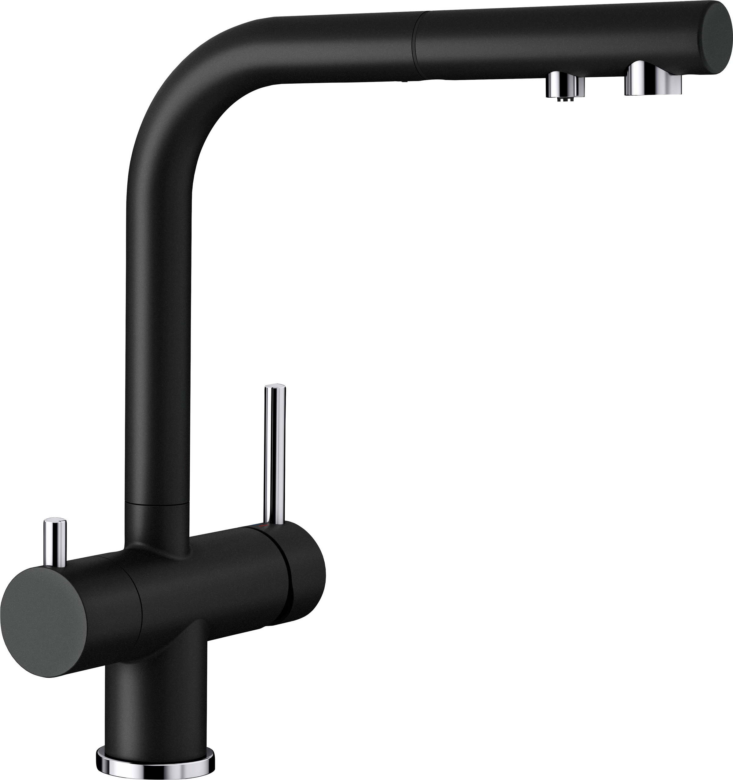 Küchenarmatur BLANCO, B:26,4cm H:30,6cm T:16,6cmschwarz, Messing, Armaturen, "FONTAS-S II", gefiltertes und ungefiltertes Wasser aus einem