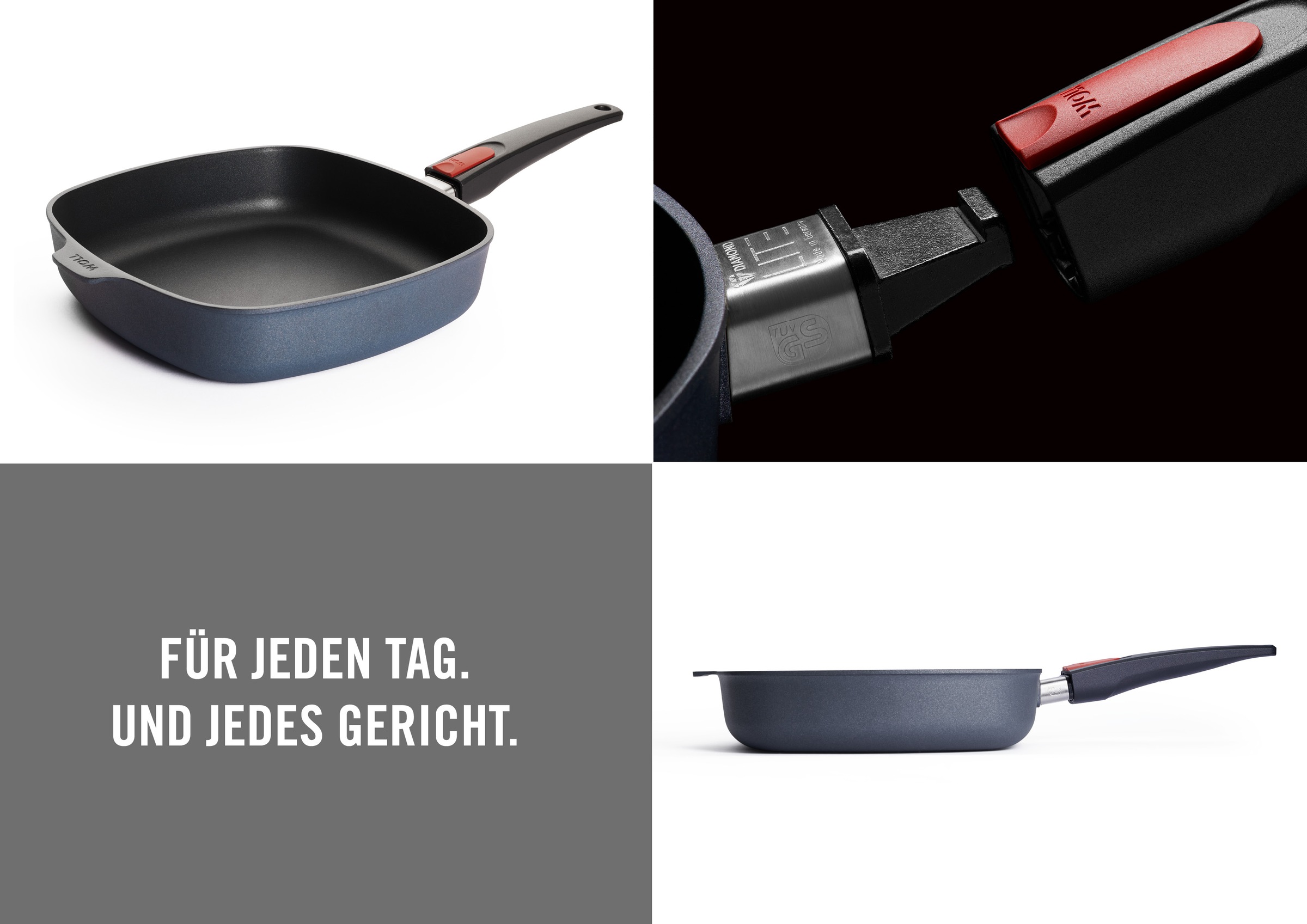 WOLL Pfannen-Set »Diamond Lite« Aluminiumguss Set, 4 Stk. tlg. Abnehmbarer Stiel, Antihaftbeschichtet