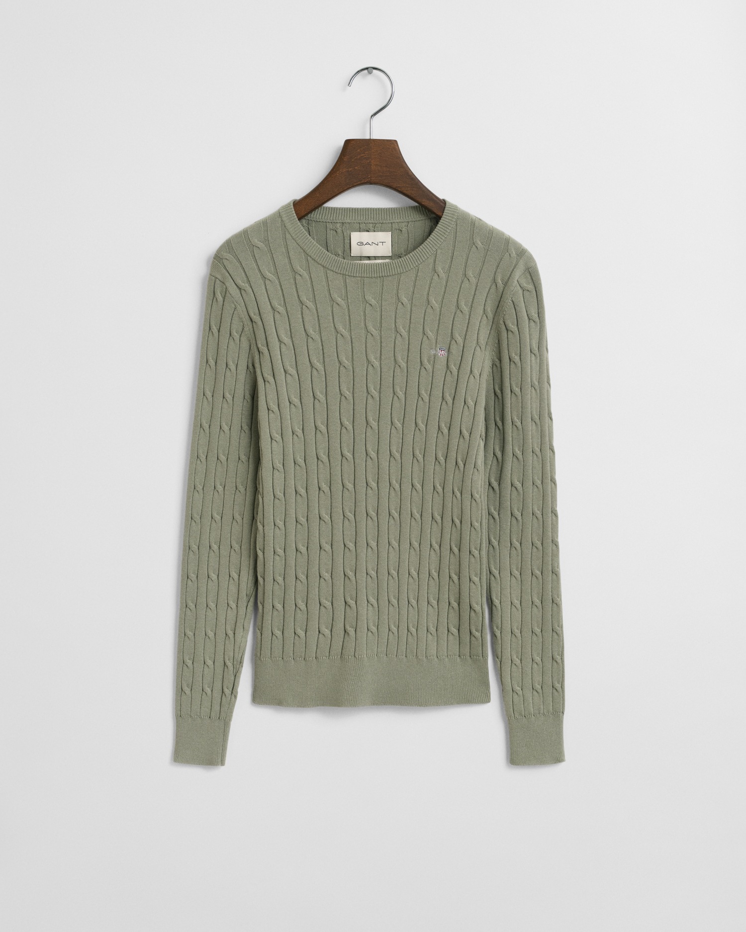 Gant Strickpullover "STRETCH COTTON CABLE C-NECK", mit Logostickerei auf de günstig online kaufen