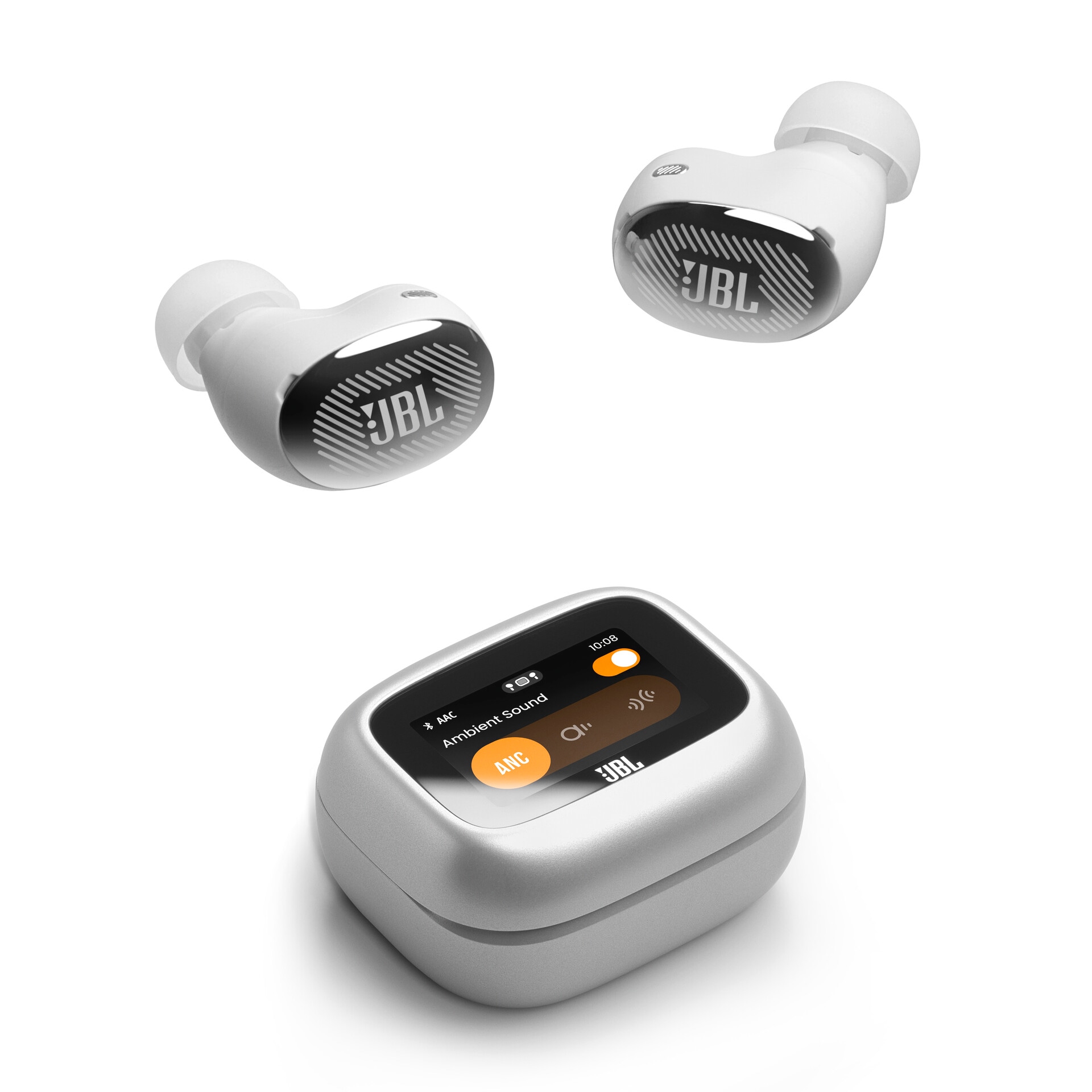 JBL wireless In-Ear-Kopfhörer "LIVE BUDS 4", silber, B:10,5cm H:4,5cm T:16,5cm, Kopfhörer, Kabellose Ohrhörer mit Noise-Cancelling-Funktion - Einheits