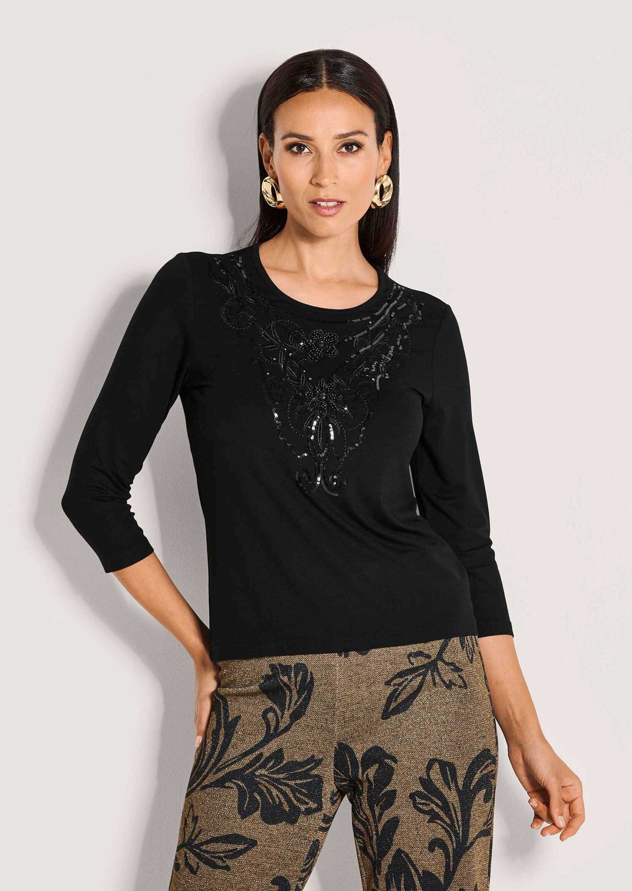 MADELEINE T-Shirt »Glanzshirt Funkelndes Oberteil mit Ziersteinen«