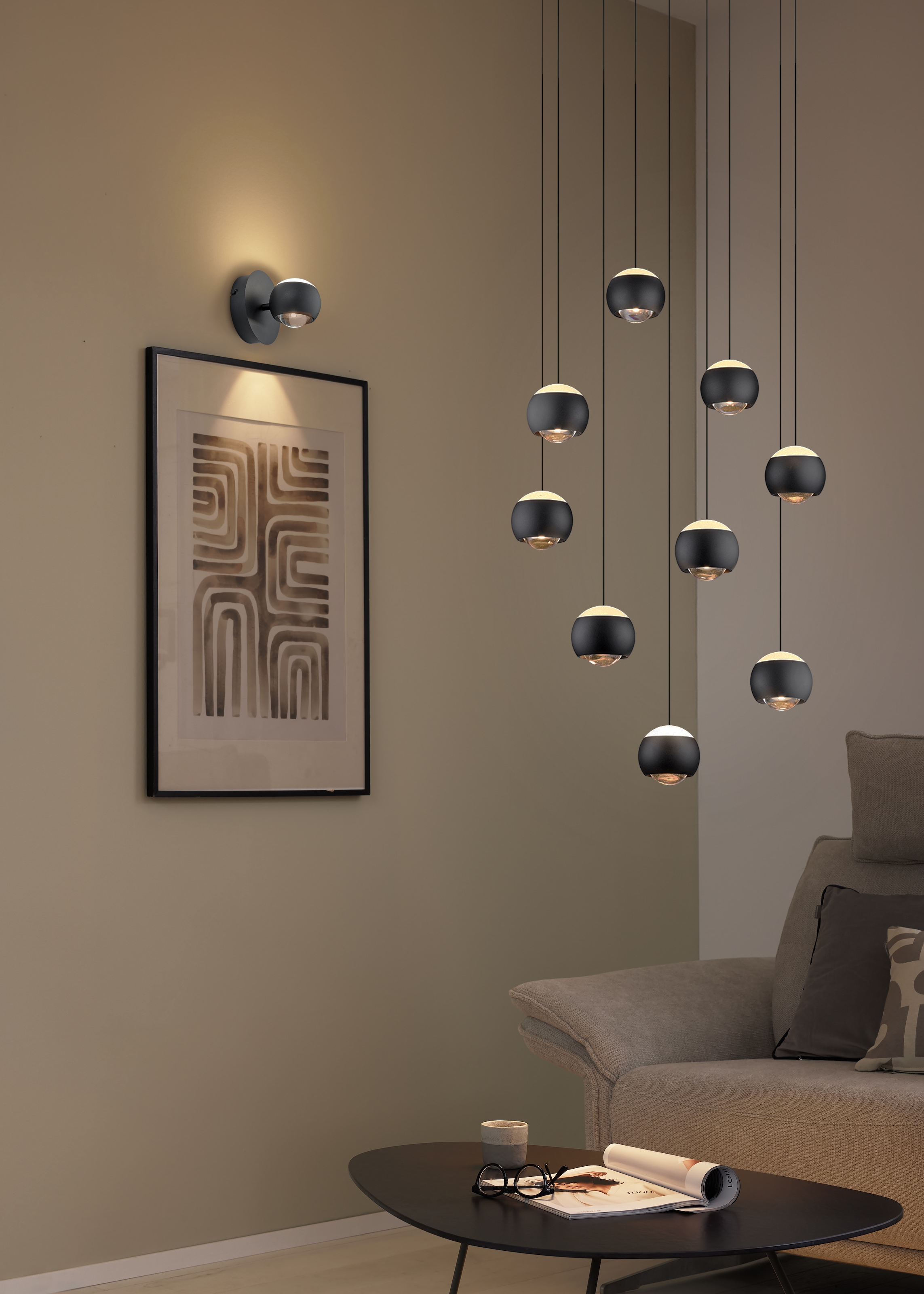 Musterring LED Wandleuchte »CANNON, 1-flammige LED Wandlampe 5W 500Lumen 2300-4000K CCT« LED-Board 1 Stk. Farbwechsler | warmweiß - kaltweiß mit Fernbedienung, schwenkbares up-and-down Licht dimmbar Memory