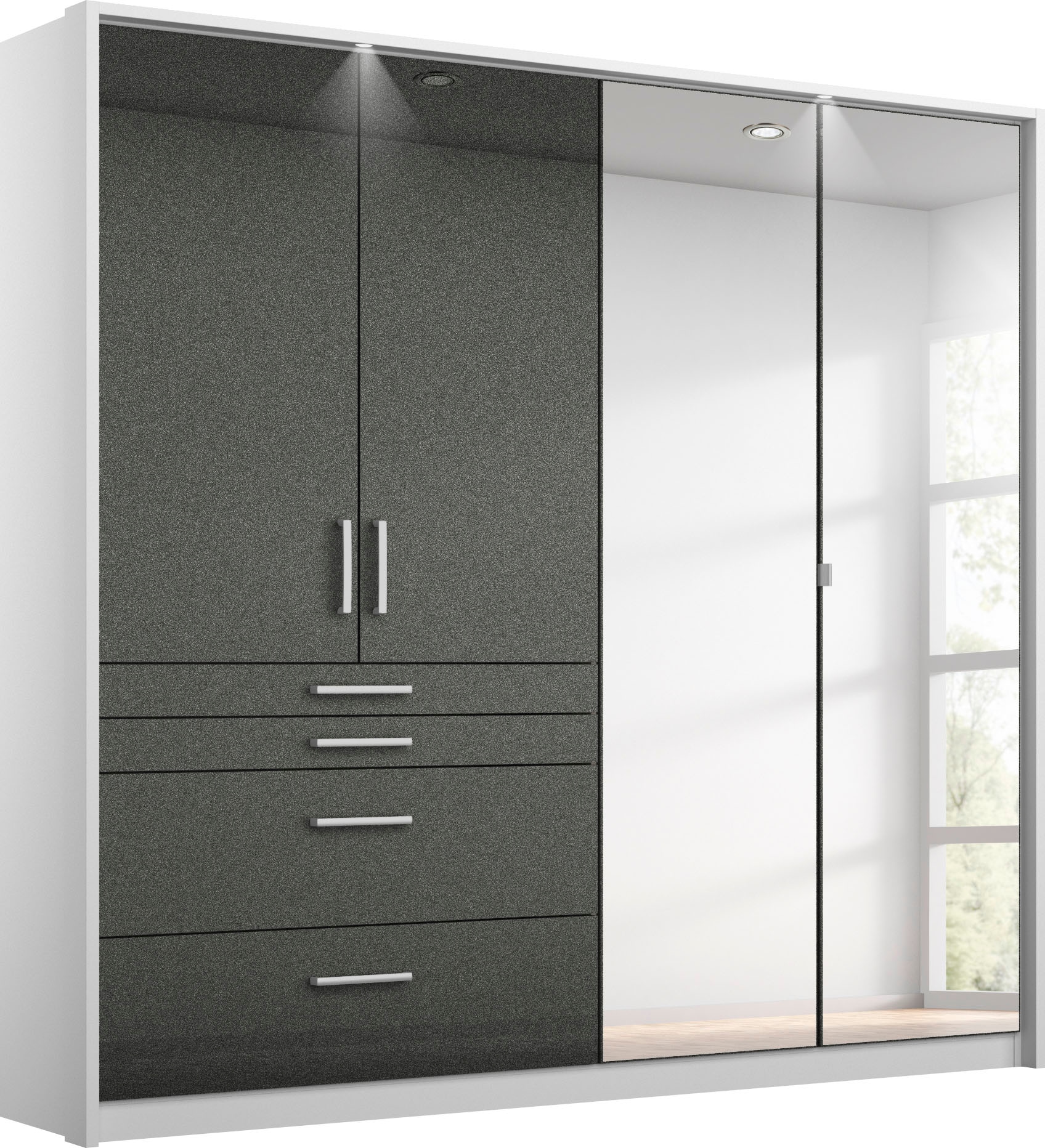 rauch Drehtürenschrank "Kleiderschrank Schrank Garderobe Garderobenschrank HOMBURG" inkl. Passepartout, oberer Schubkasten mit Einteilung MADE IN GERMANY