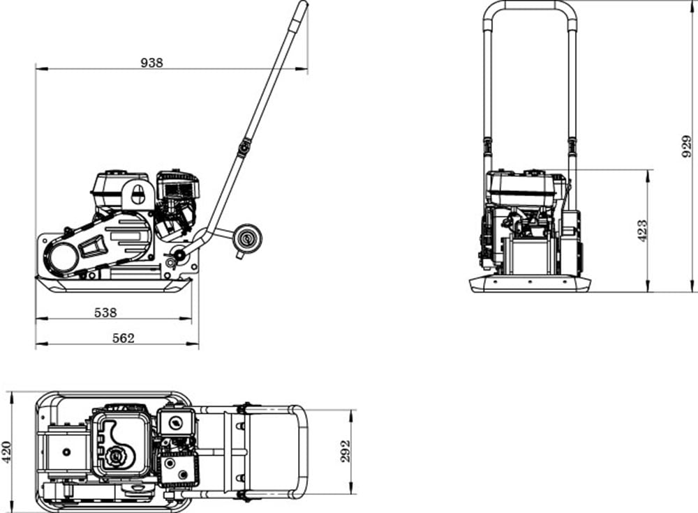 ZIPPER Rüttelplatte, kompakte Größe für Transport und Lagerung