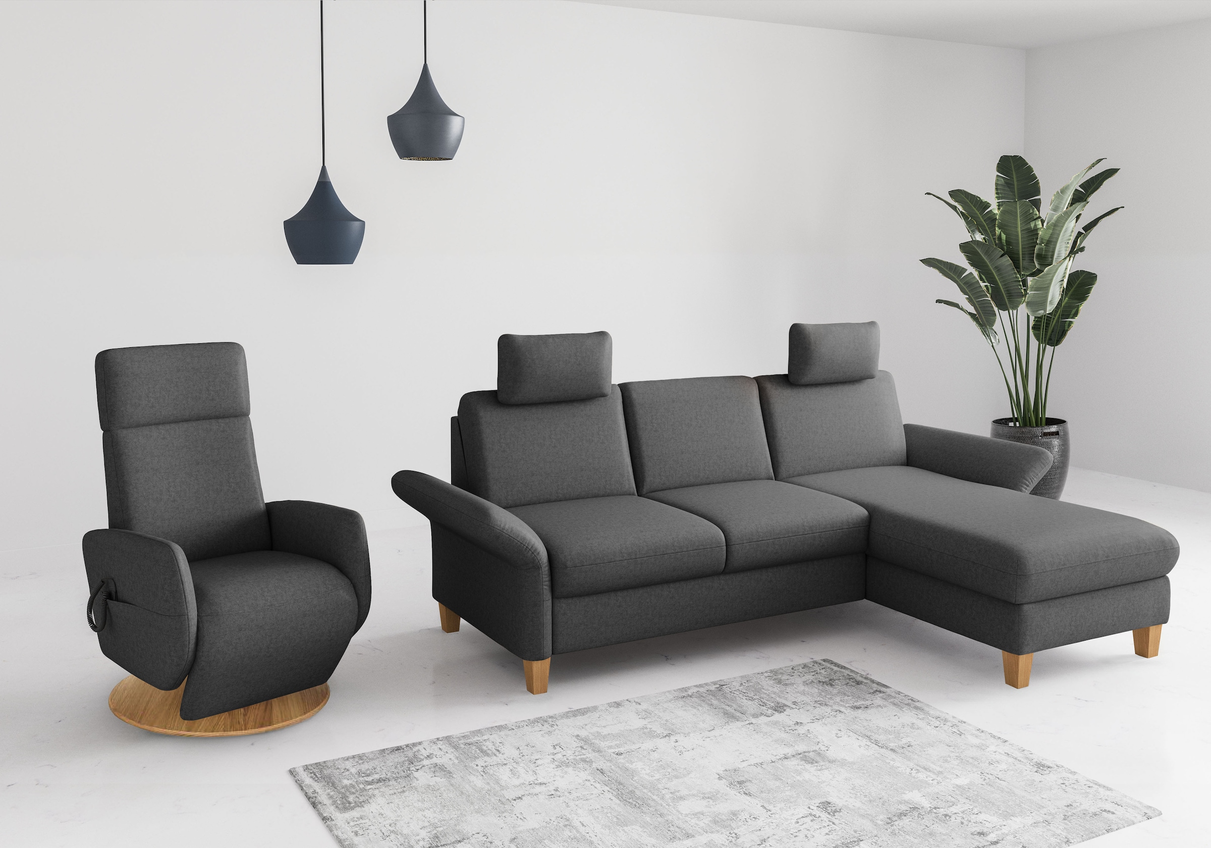 Home affaire Ecksofa »Rochelle«, wahlweise mit Armlverstellung, Klappbett mit Rollen & Bettkasten