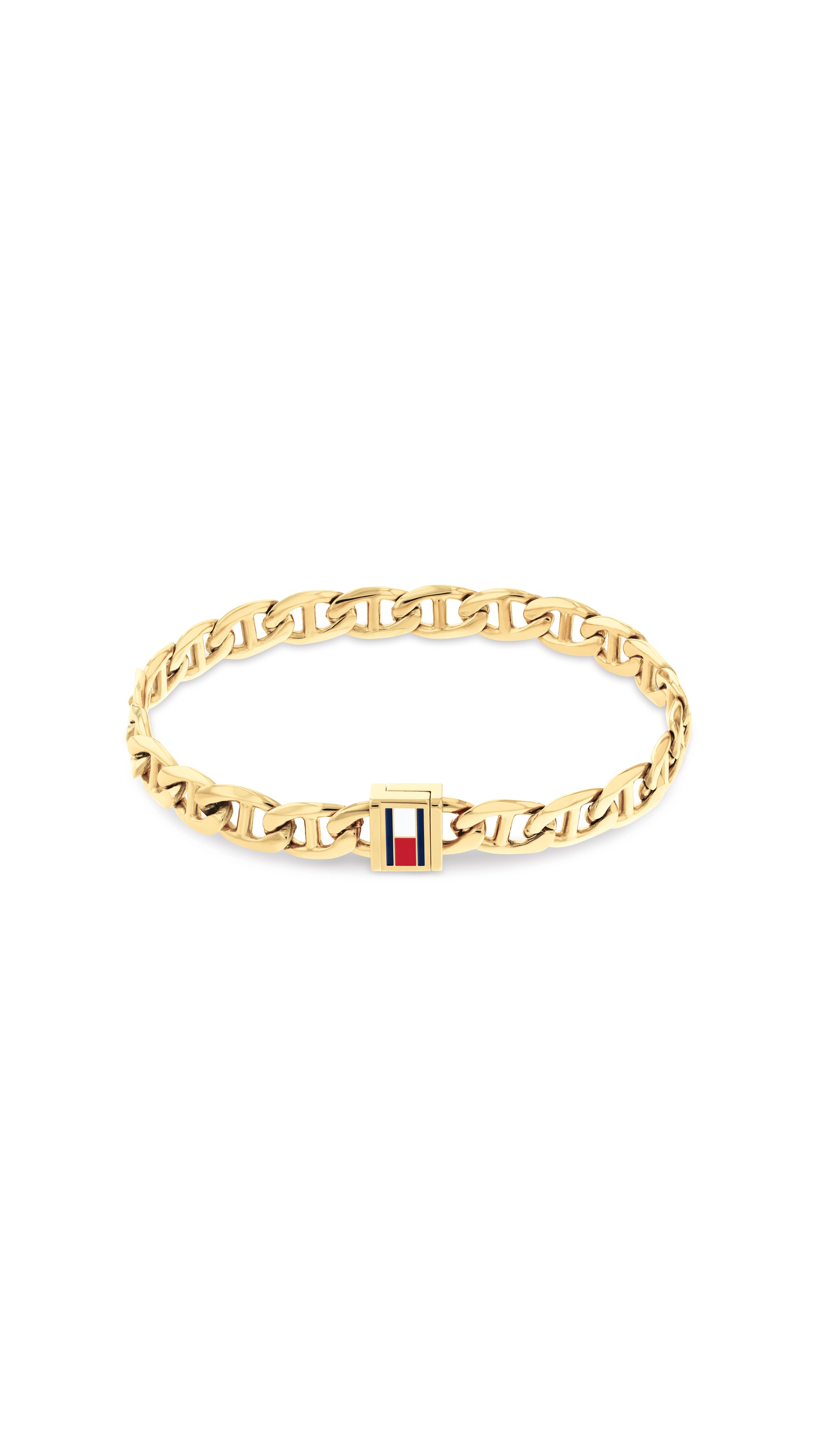TOMMY HILFIGER Damen Armband "OCEANIC", 19cm, Edelstahlgelbgoldfarben, blau, weiß, rot, Edelstahl, Armbänder