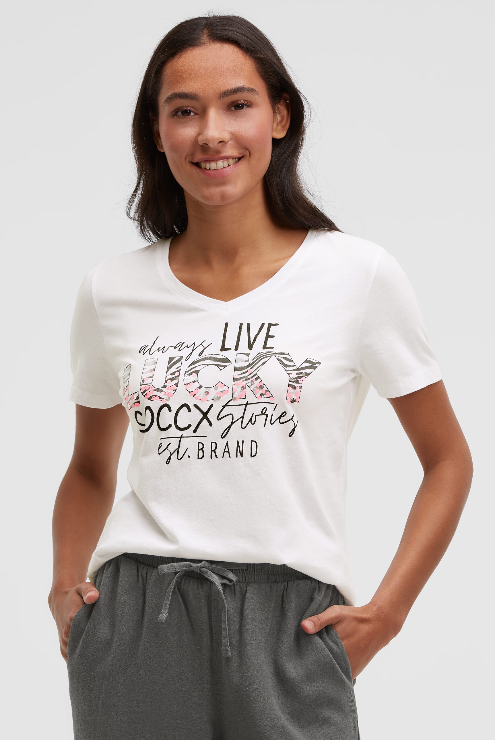 SOCCX V-Shirt aus Baumwolle günstig online kaufen