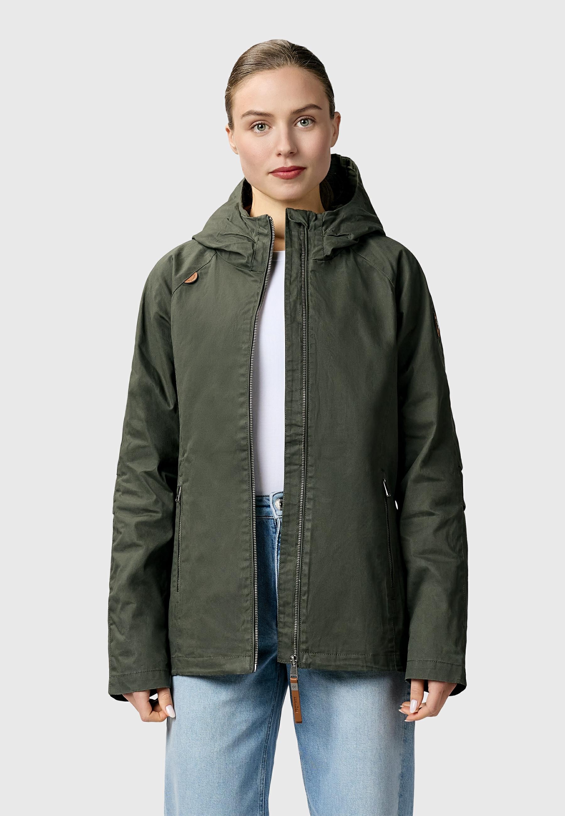 Ragwear Outdoorjacke »Dizzea Vintage YOUMODO« mit Kapuze Beschichtete Damen Übergangsjacke mit Kapuze
