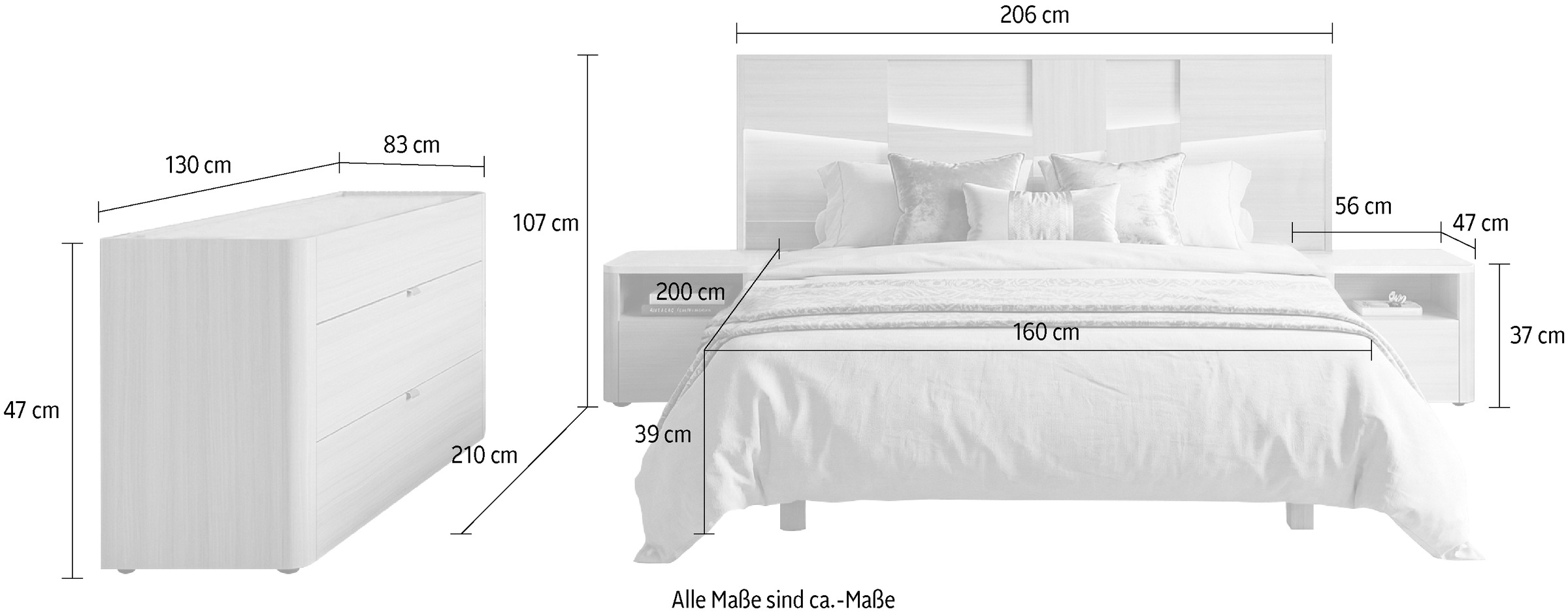 Gilbey's Schlafzimmer-Set »SILVA« 4 tlg. Ein funktionales und ästhetisches Schlafzimmer