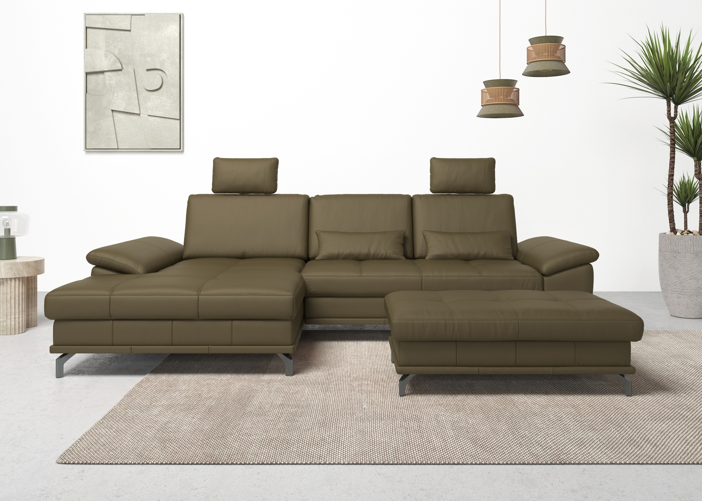 Ecksofa OTTO HOME, B:301cm H:89cm T:176cm, grün, Luxus-Microfaser (90% Polyester, 10% Polyamid);Samtoptik (100% Polyester), Wohnzimmer, Sofas,