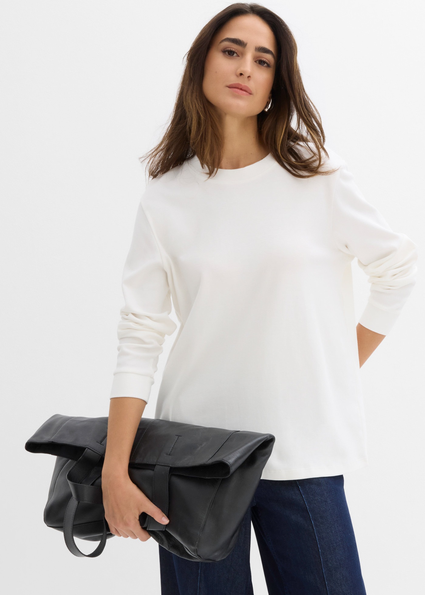 bonprix Langarmshirt Oversize-Passform, aus reiner Baumwolle, im Casual-Stil