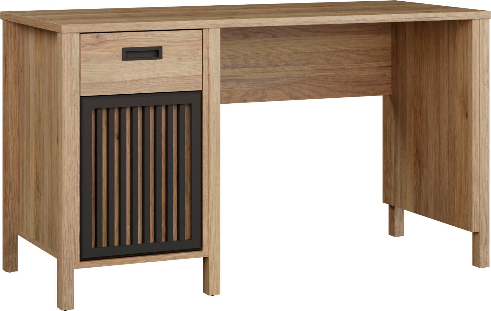 Schreibtisch FORTE "Jytana", mauvella eiche, mauvella eiche, mauvella eiche, B:125cm H:72,3cm T:56,5cm, Tische, Schreibtisch, B/H/T 125/72,3/56,5 cm, Lamellenfront