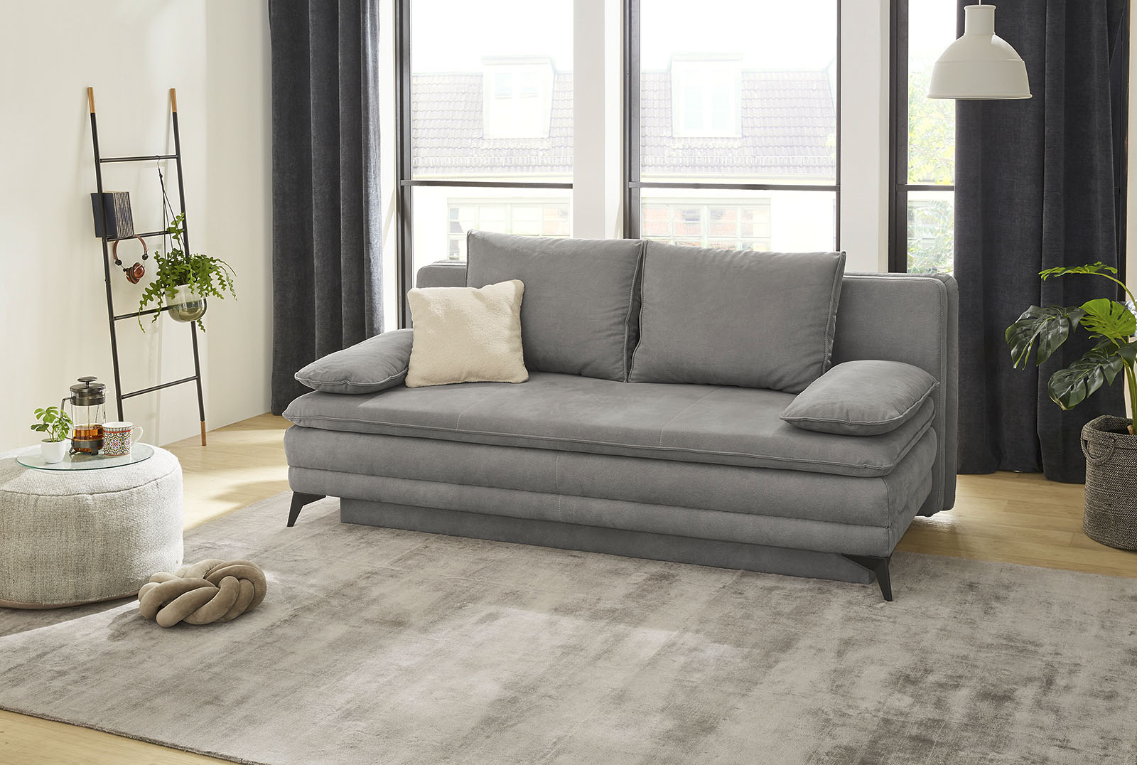 Jockenhöfer Gruppe Schlafsofa "Laurin, B: 202 cm, Liegefl. 158x200 cm, Dauerschläfer" mit Schlaffunktion, Bettkasten, Kaltschaumtopper &1 Zierkissen