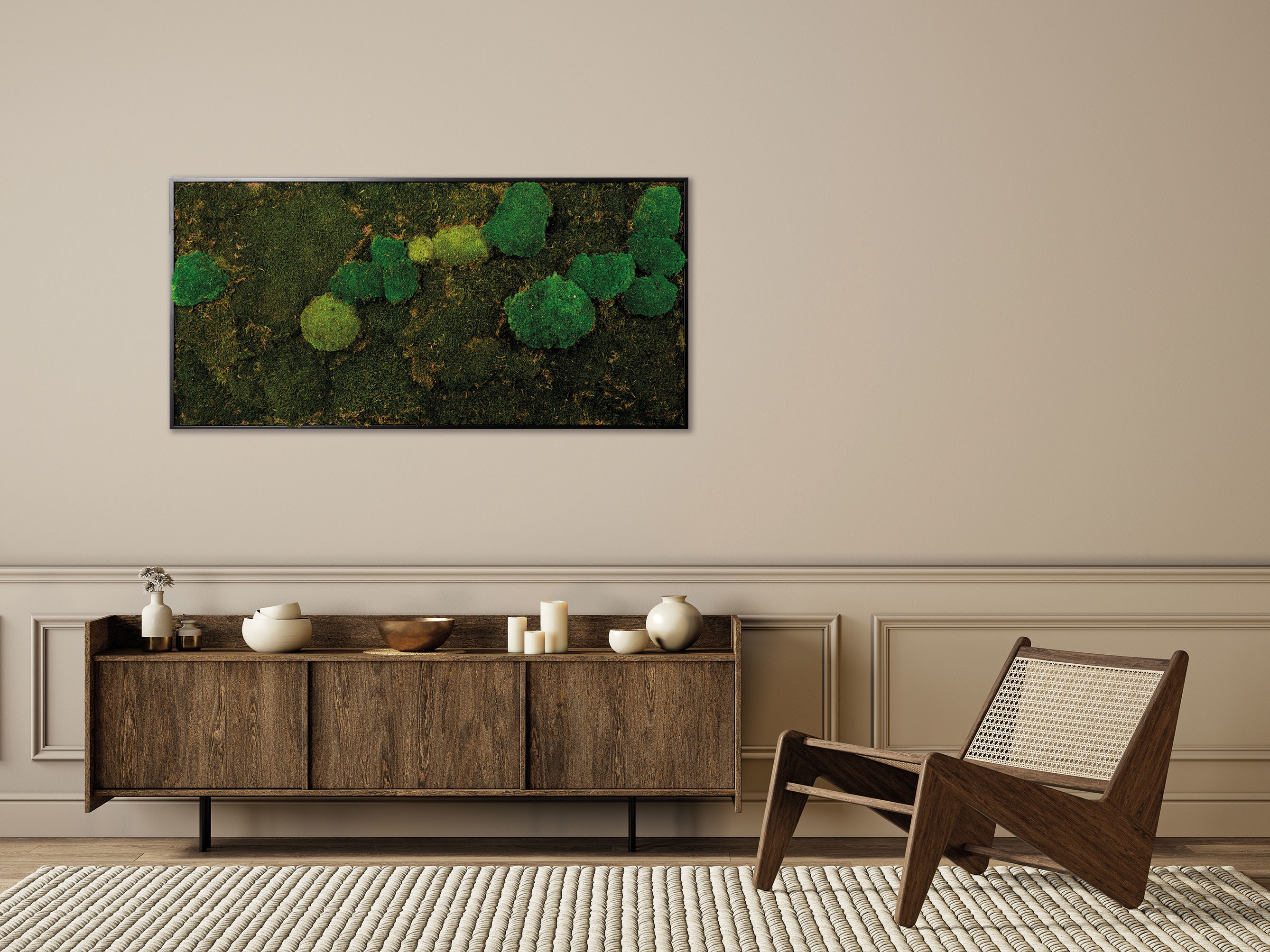 Bönninghoff Bild mit Rahmen "Moosbild "Mix Moos" 60x120 cm, schwarzer Rahmen" Natur 1 Stk. tlg. handgefertigt, jedes Bild ein Unikat