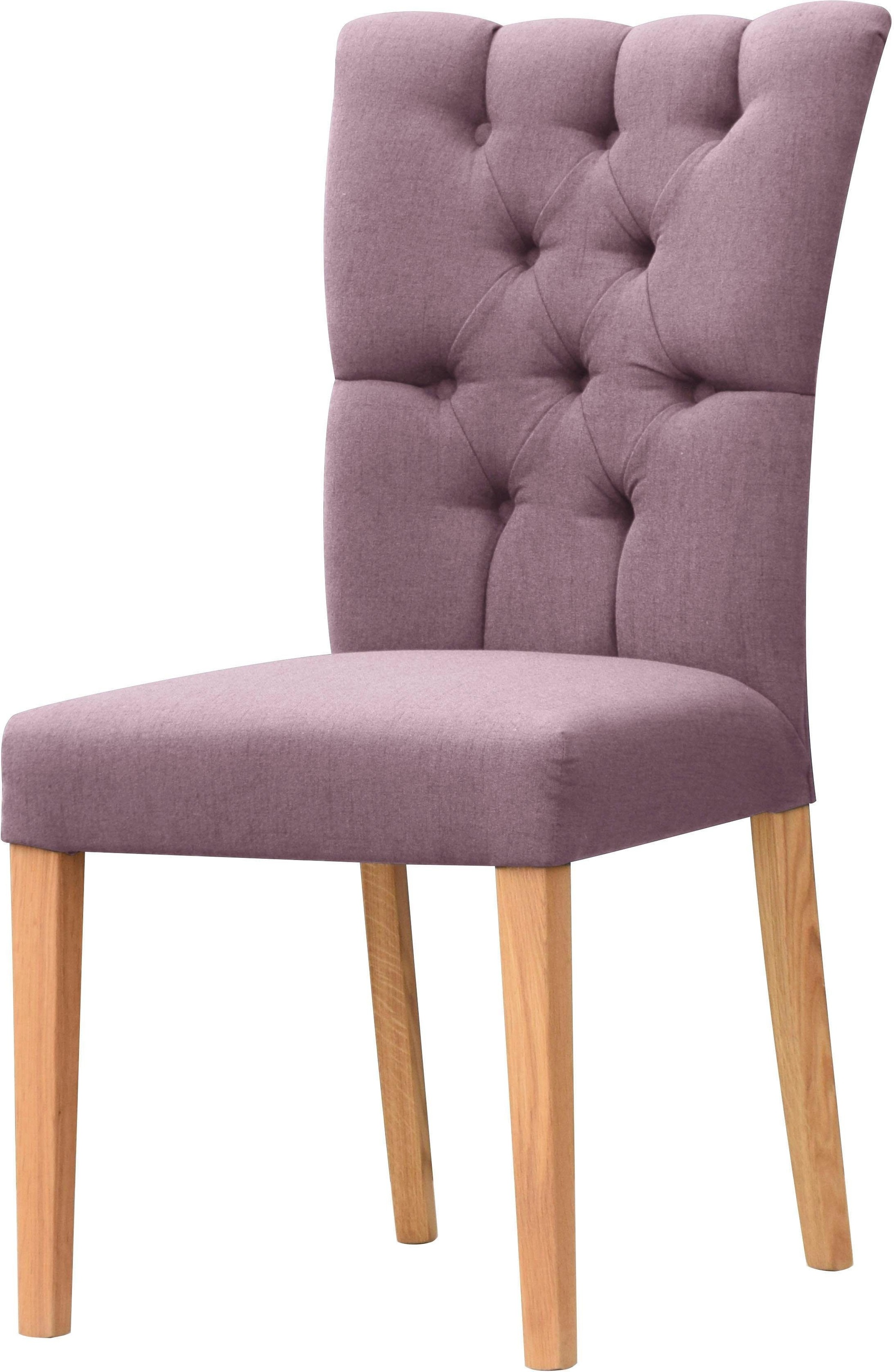 Leonique | Polsterstuhl Metallfüßen, 1 Samtvelours, Rücken am und Knopfheftung silberfarbenen Stuhl BAUR St., (Set), »Pinky«,