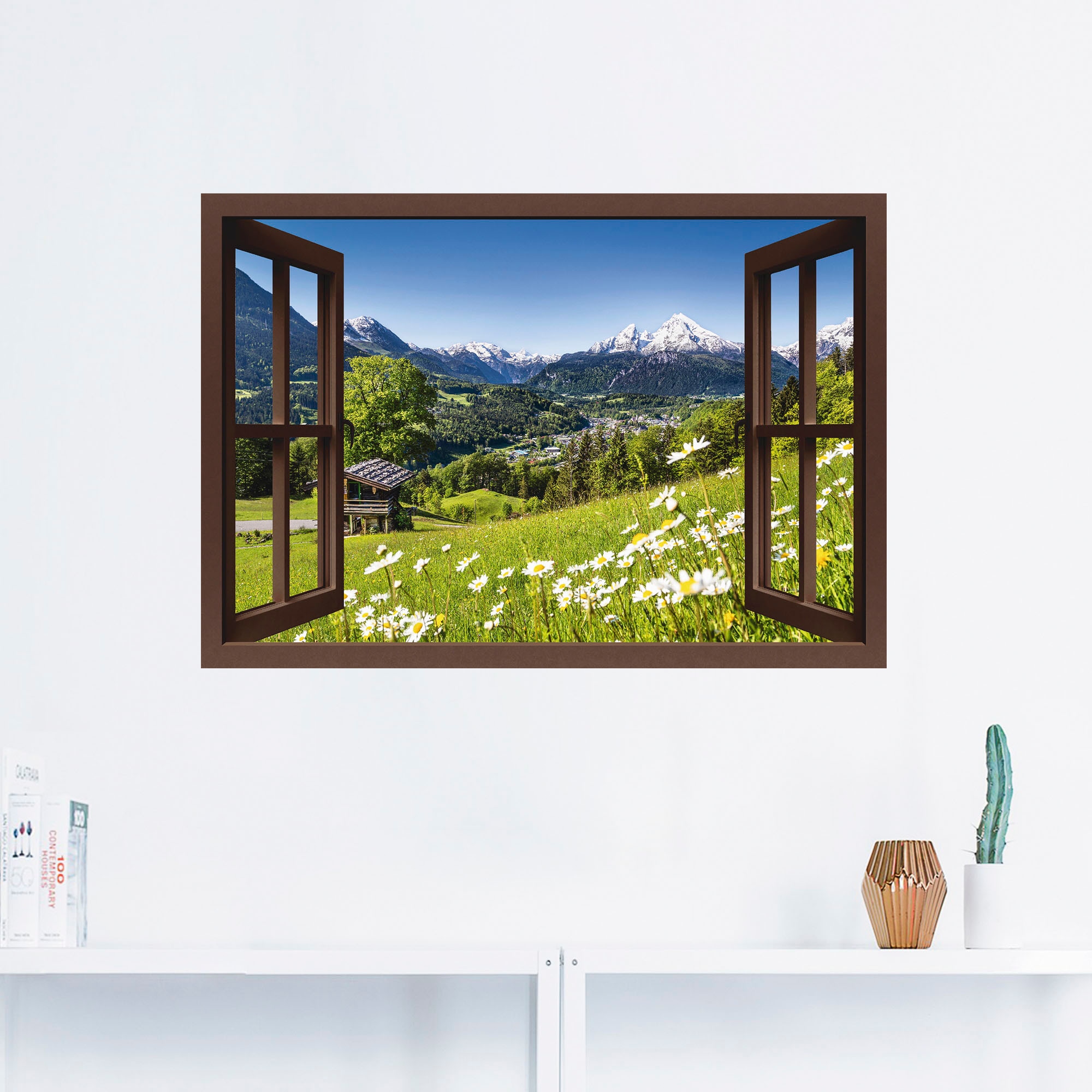 Artland Wandbild »Fensterblick Bayerischen Alpen«, Berge, (1 St.), als  Alubild, Leinwandbild, Wandaufkleber oder Poster in versch. Größen kaufen |  BAUR