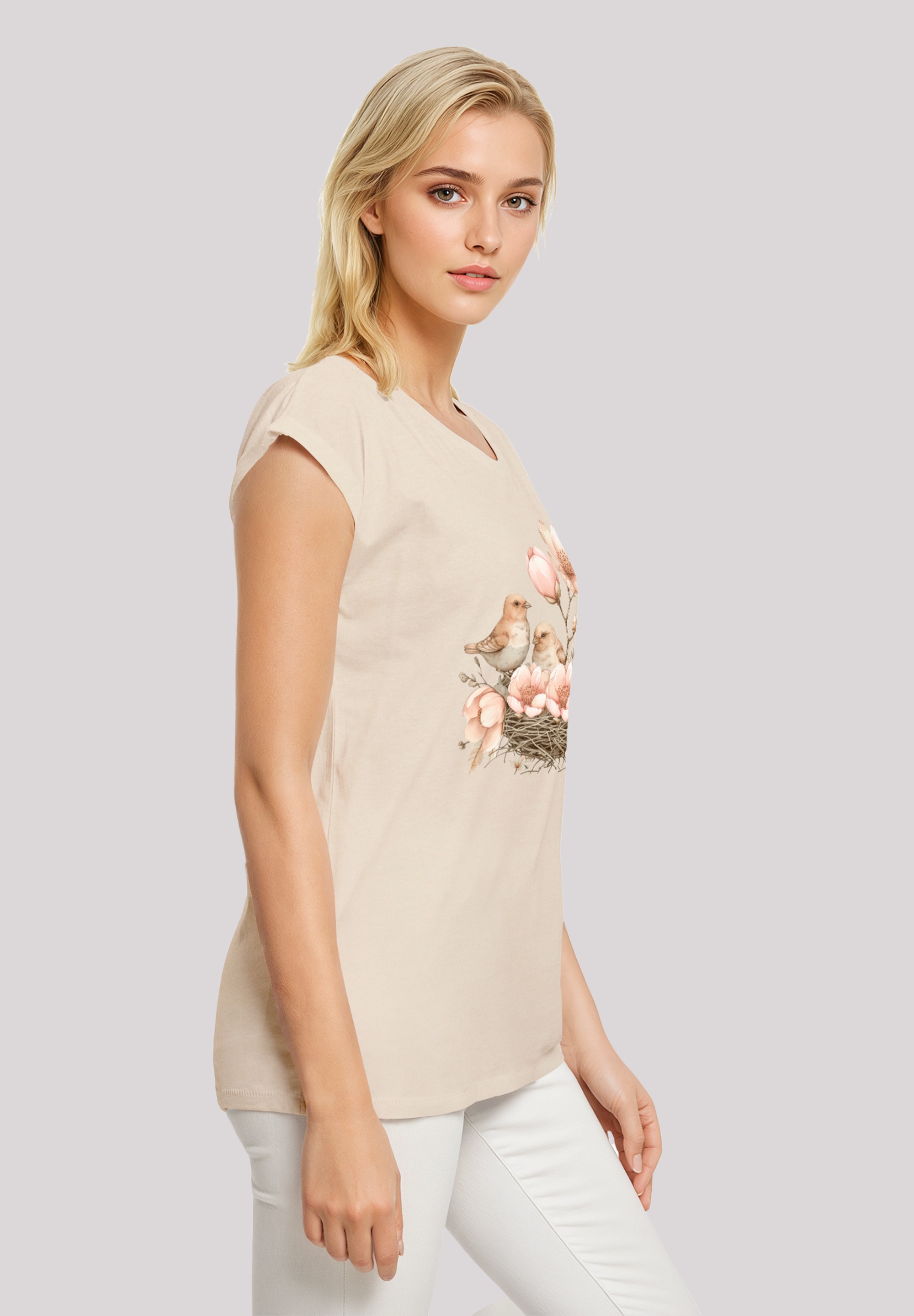 F4NT4STIC T-Shirt »Vogelnest Blumen«, Premium Qualität