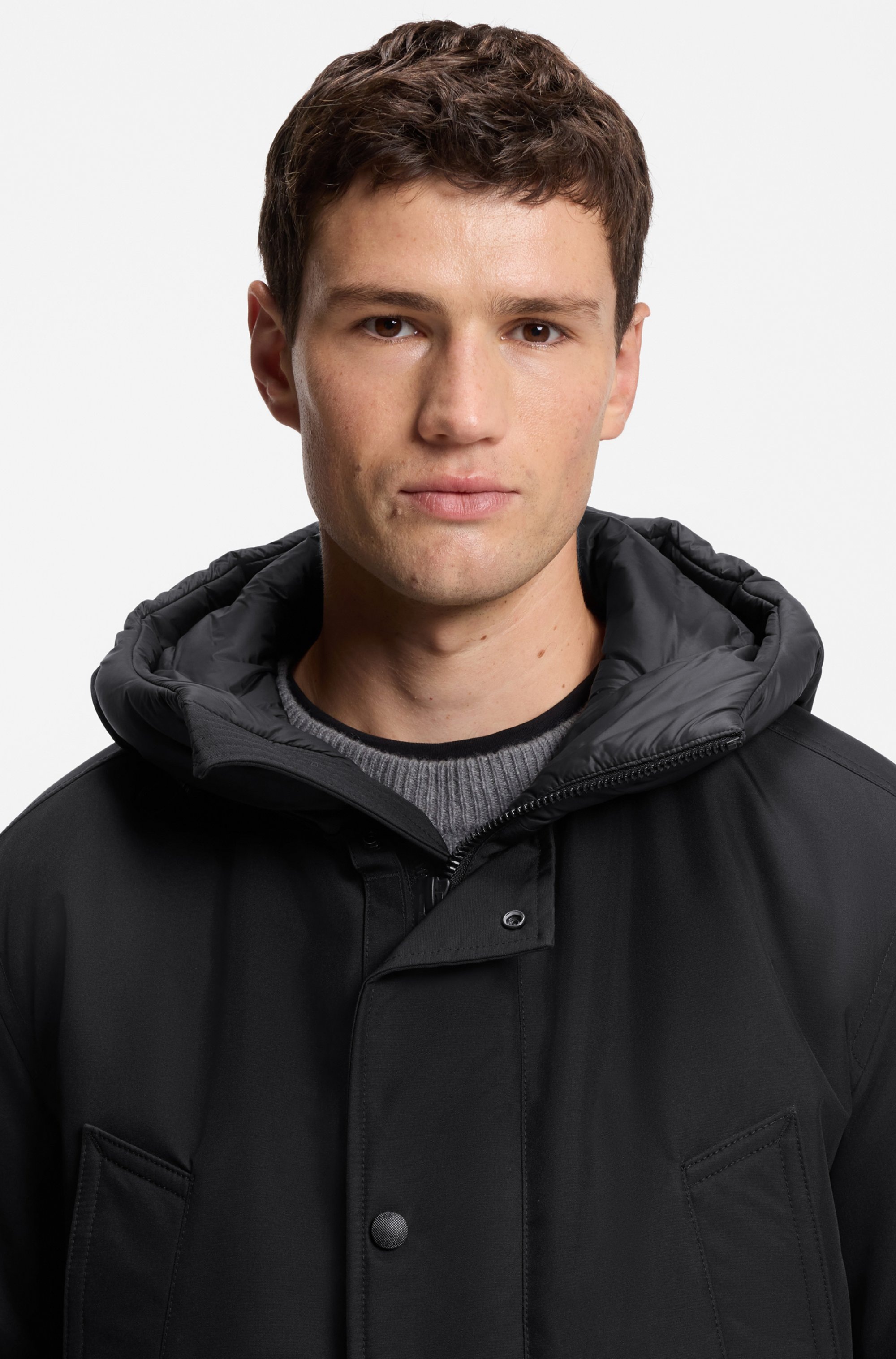 BOSS ORANGE Parka »Osiass«, mit Kapuze, relaxed fit, mit wattierter Kapuze, verdeckter Reißverschluss
