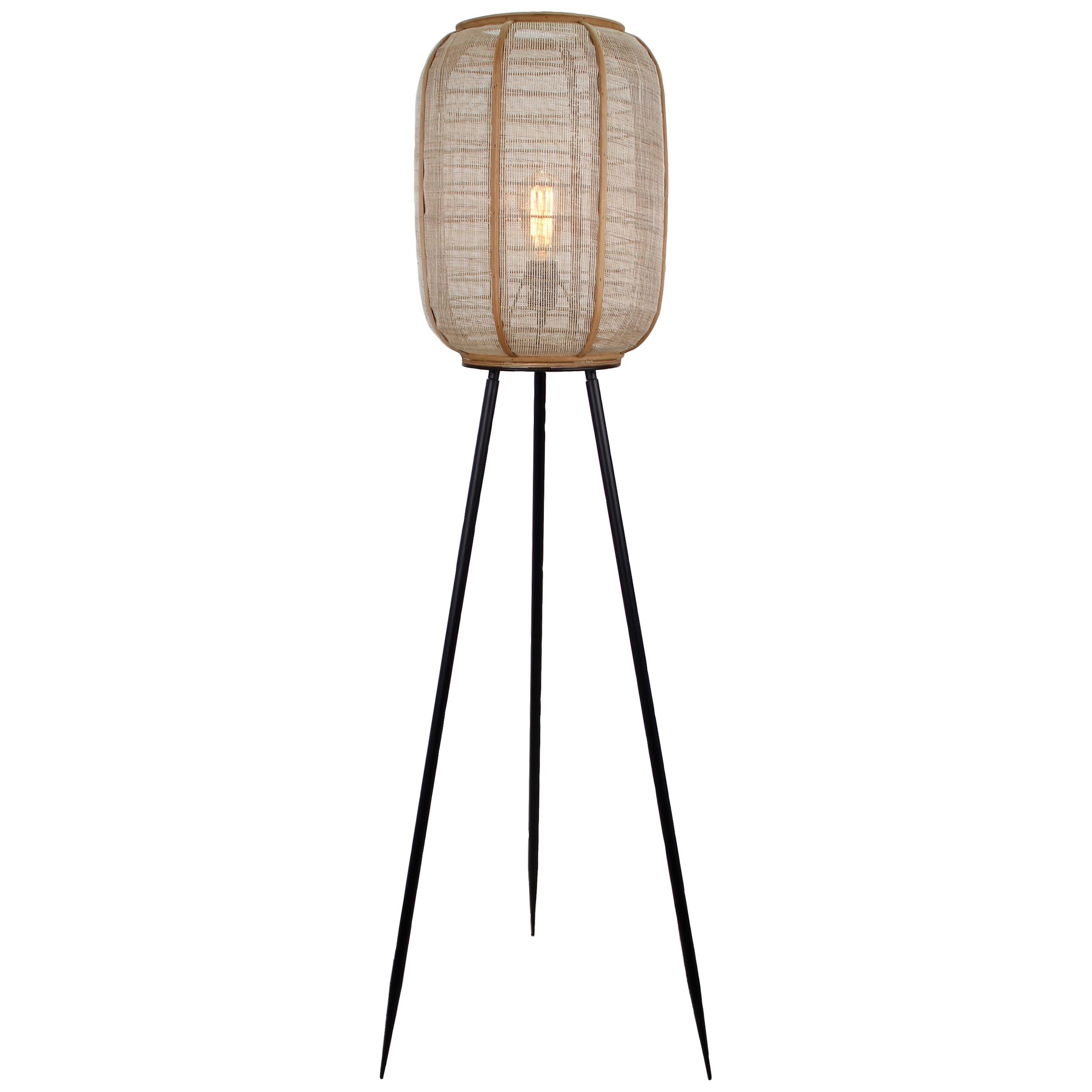 Brilliant Stehlampe 1 BAUR | günstig E27, 134 kaufen Metall/Textil/Holz, schwarz/natur cm cm, flammig-flammig, 46 »Tanah«, Höhe, Dreibein, Ø