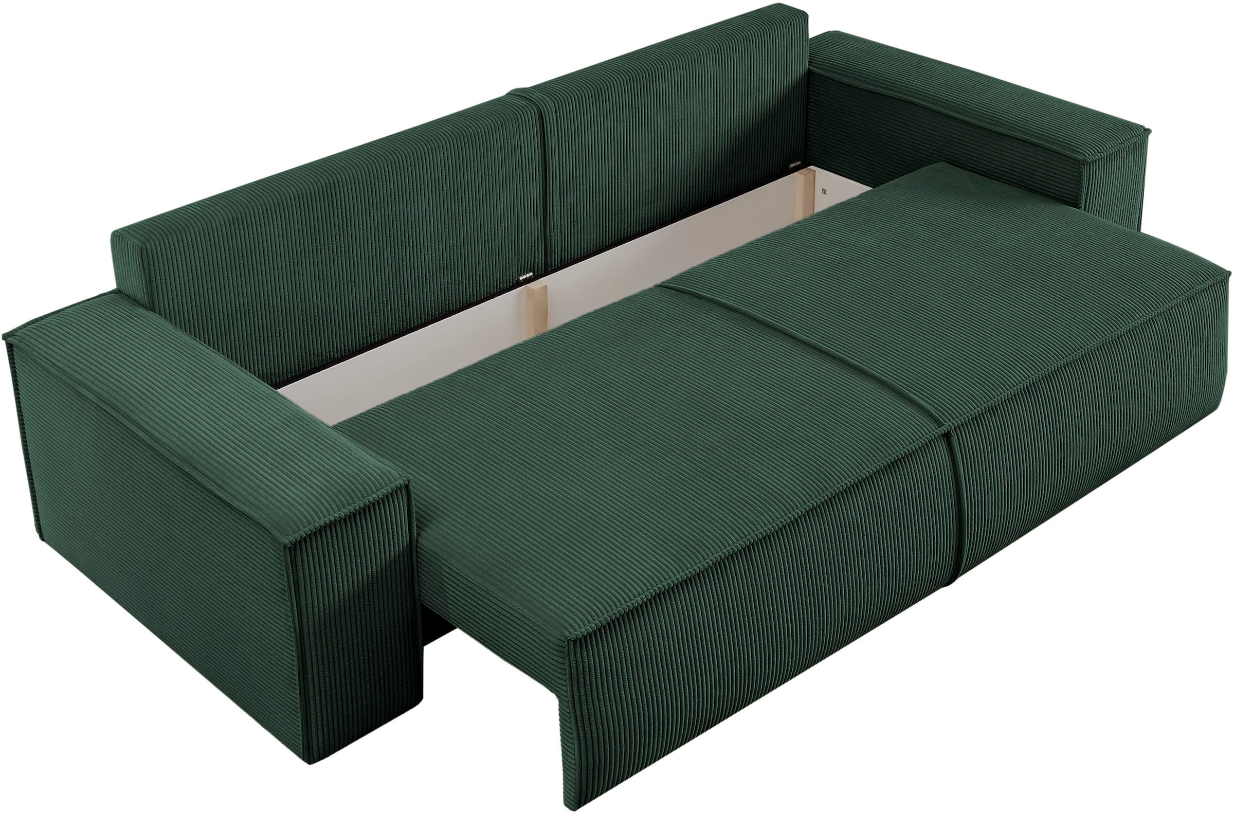 Home affaire 3-Sitzer »SHERWOOD Schlafsofa (257cm) Cord, Samtvelours, Vintage-Lederoptik«, Schlaffunktion mit Bettkasten (ca. 136/200cm)