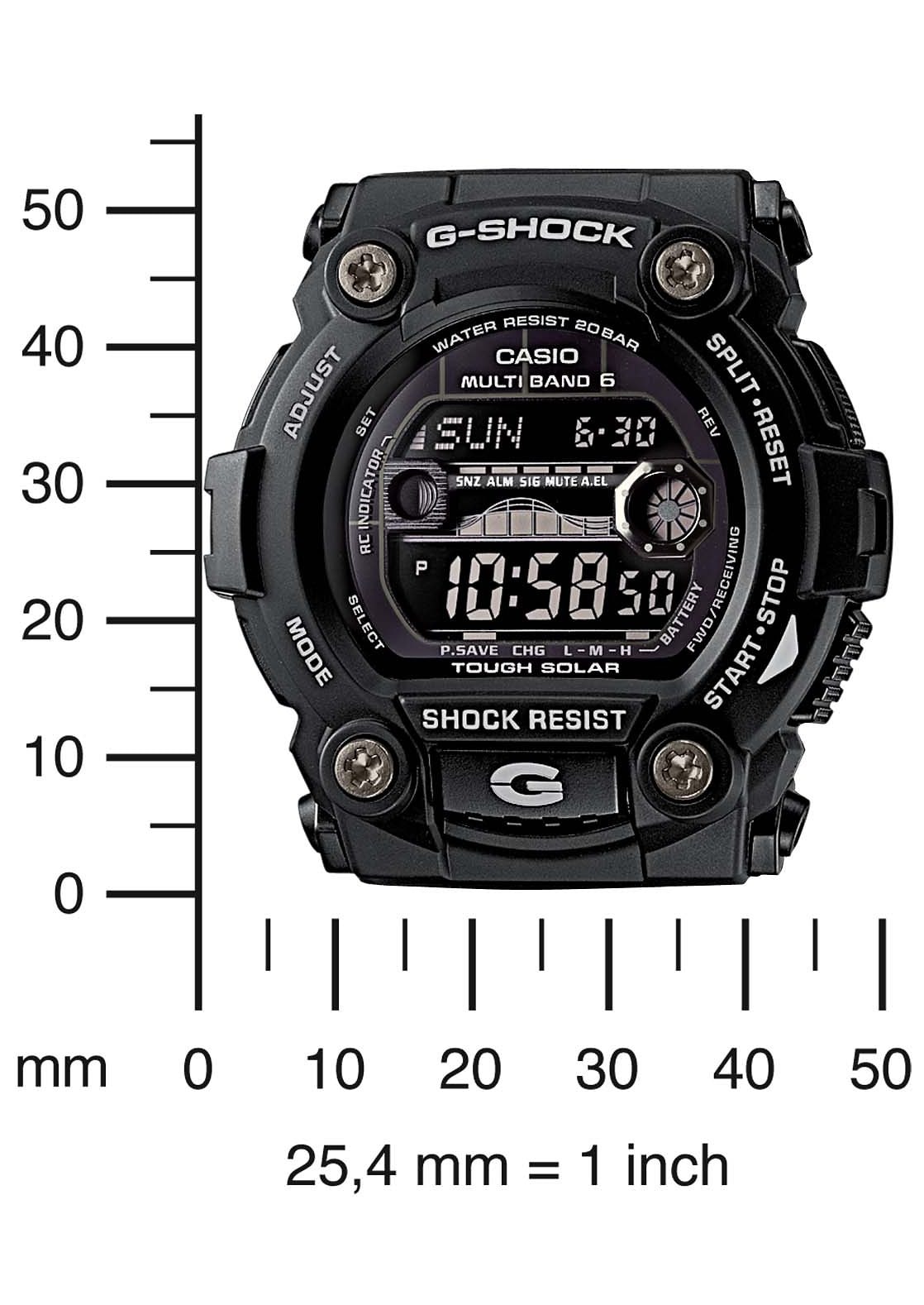 CASIO G-SHOCK Funkchronograph, Solaruhr, Armbanduhr, Herren,digital,Resinarmband,bis 20 bar wasserd.