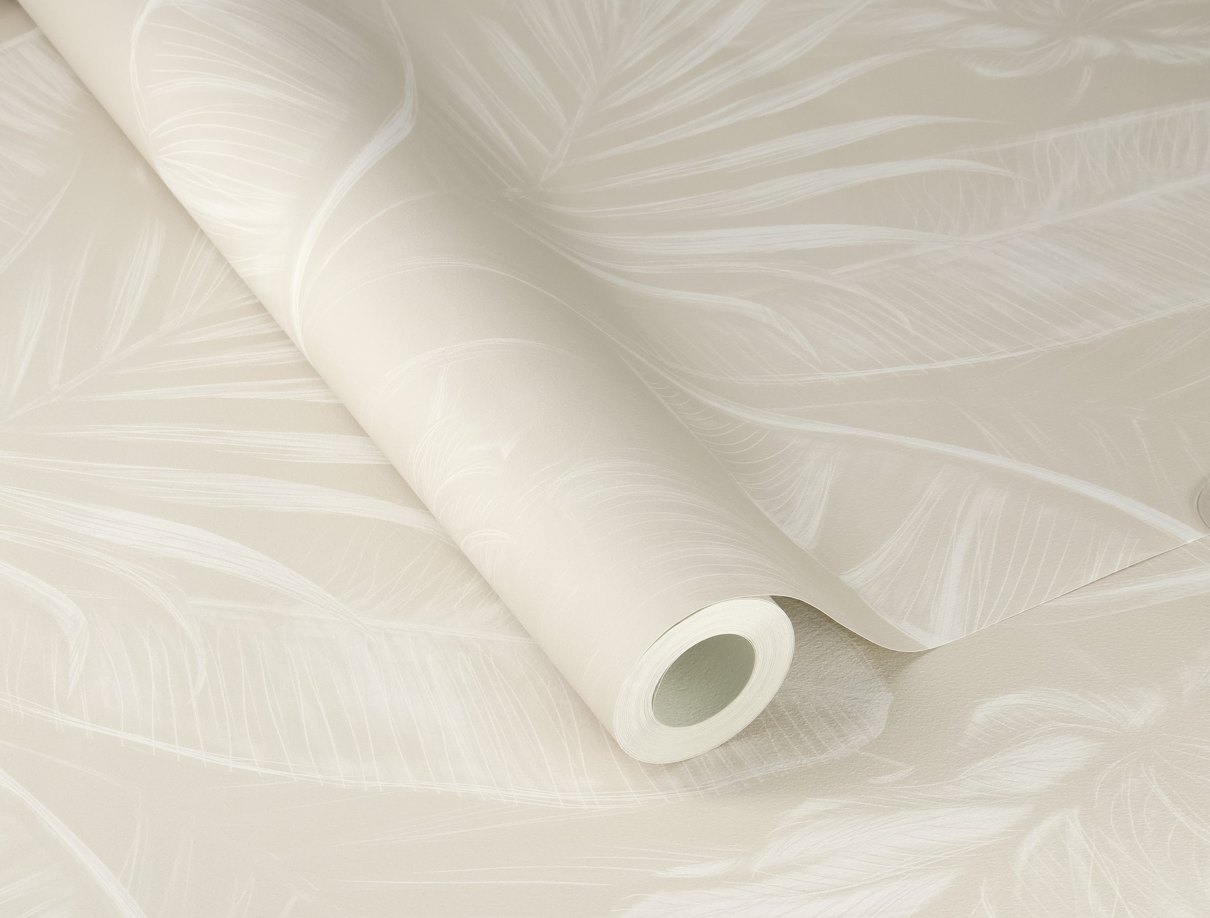 Thumbnail - Rasch Papiertapete "mit exotischen Blättern" botanisch strukturiert mit Palmenblättern