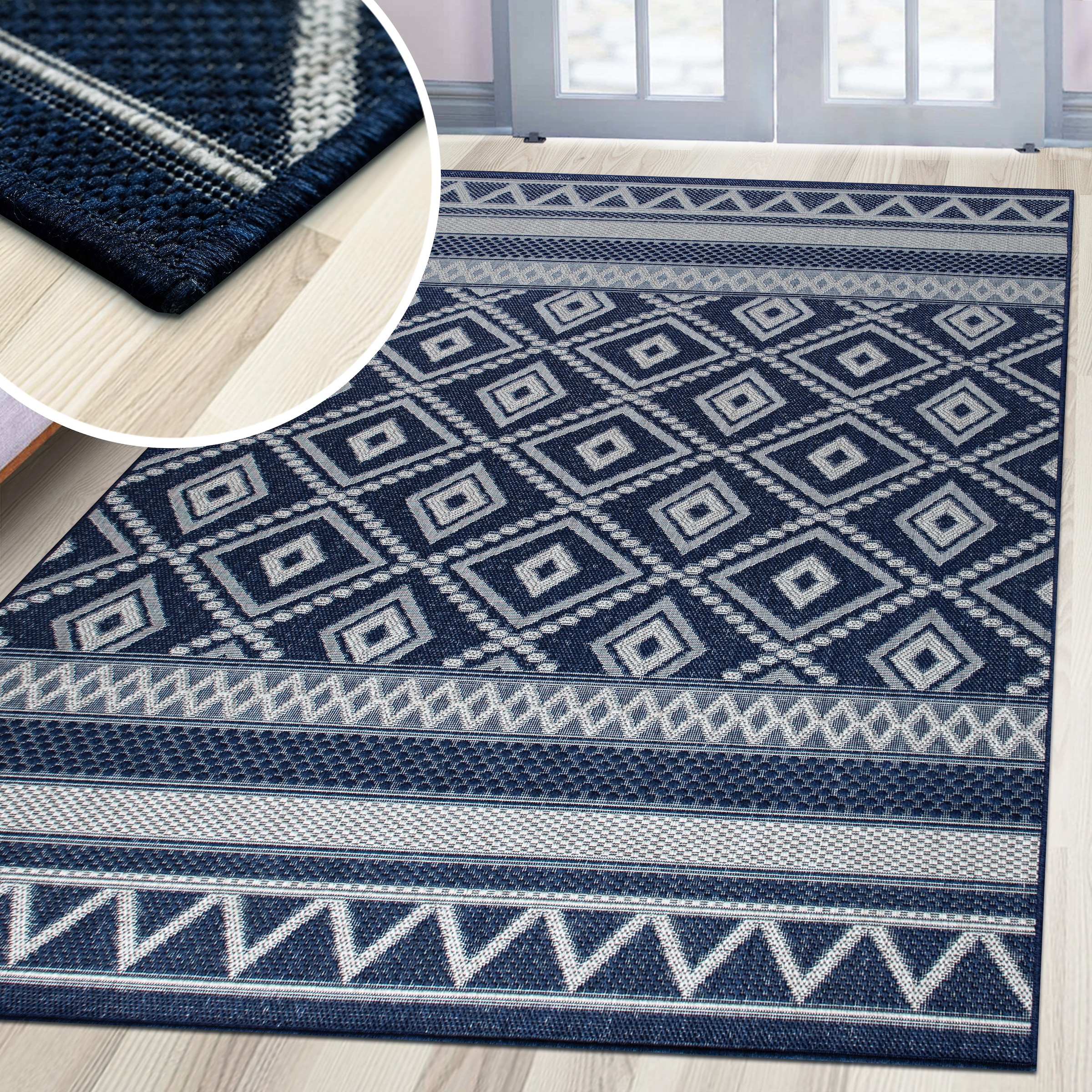 my home Teppich »Toronto auch als Läufer erhältlich«, rechteckig, 3 mm Höhe, In- und Outdoor geeignet, Sisal-Optik, Wetterfest & UV-beständig, Boho