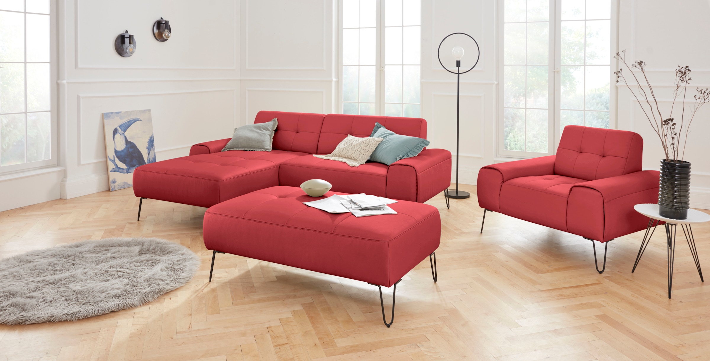 exxpo - sofa fashion Sessel »Taranto, Loungesessel mit Designfuß, elegant und bequem, Clubsessel«, moderne Sitz- und Rückennähte