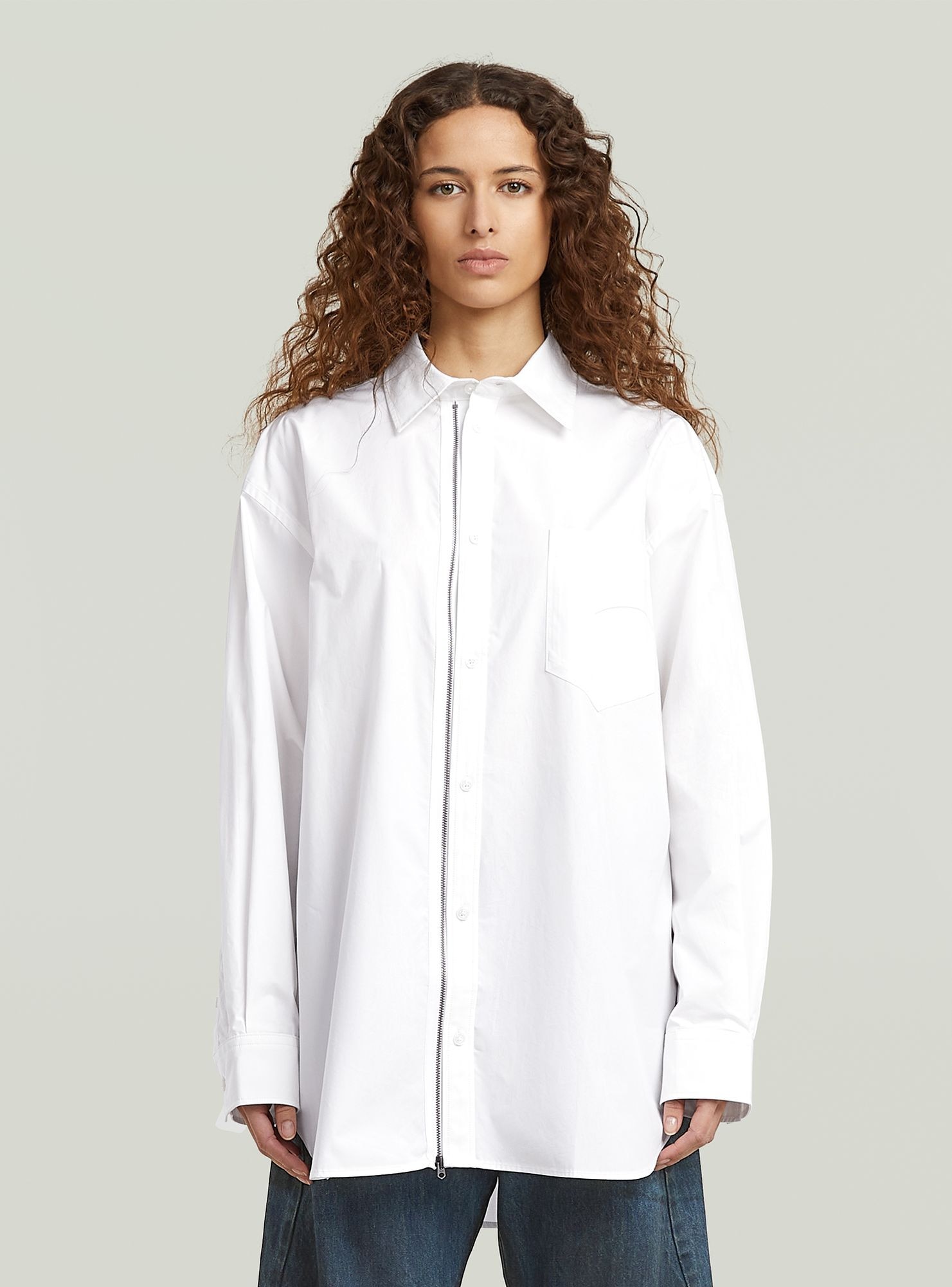 G-STAR Langarmshirt "Oversized Zip Popeline-Hemd" günstig online kaufen