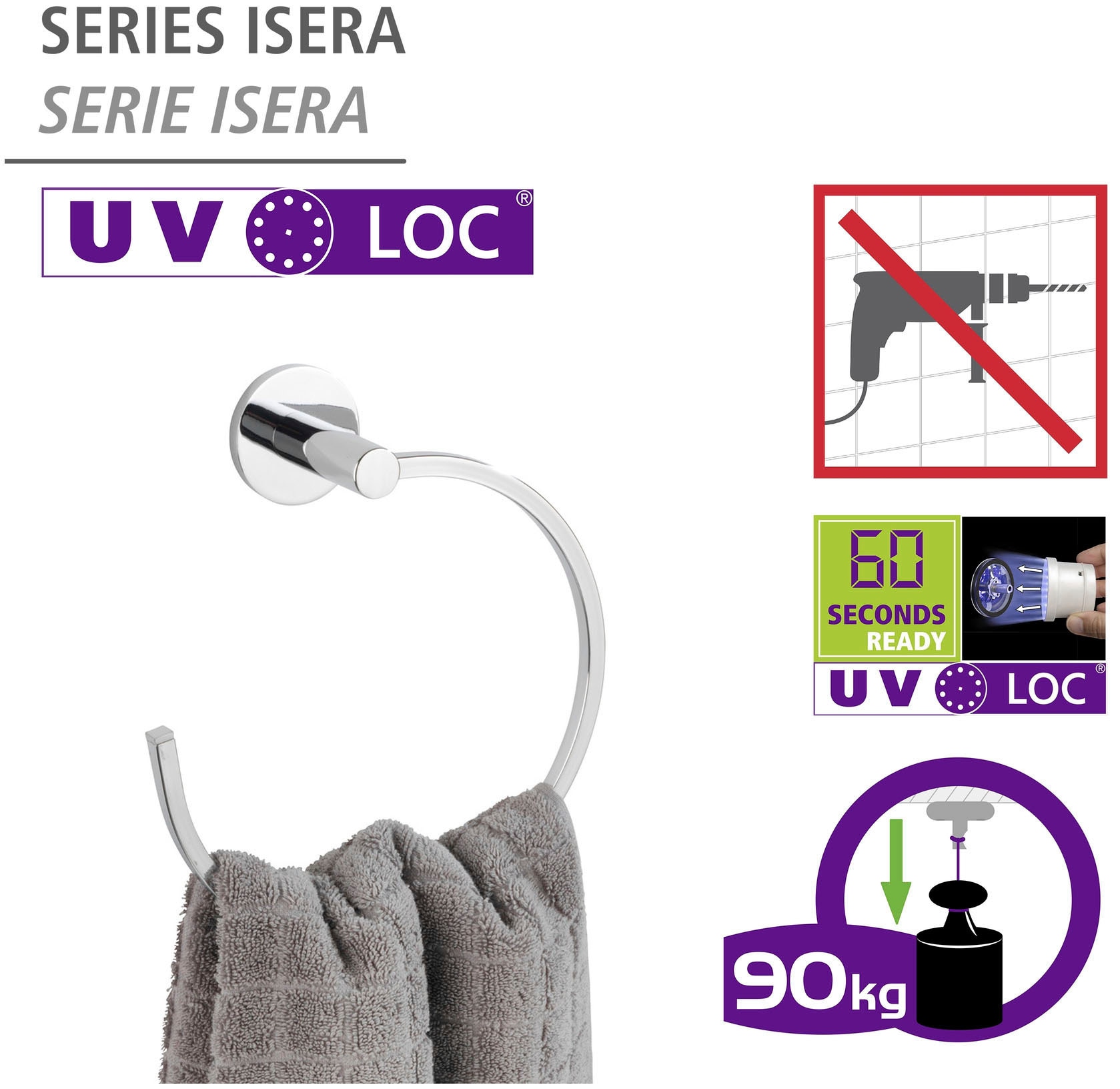 WENKO Handtuchring »UV-Loc® Isera«, befestigen ohne Bohren bestellen | BAUR | Handtuchstangen