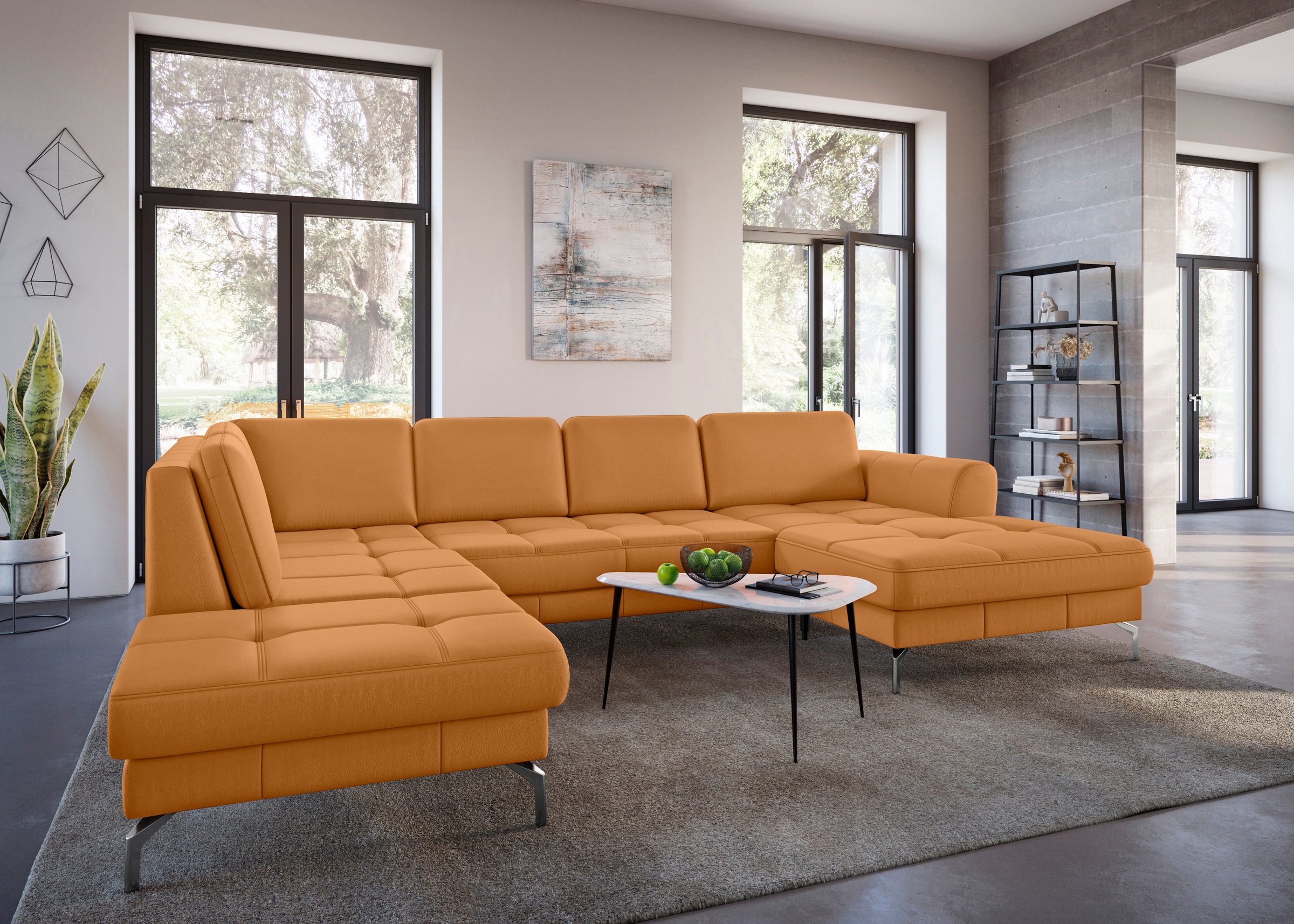 sit&more Wohnlandschaft »Bendigo U-Form«, inklusive Sitztiefenverstellung, Bodenfreiheit 15 cm, in 2 Fußfarben