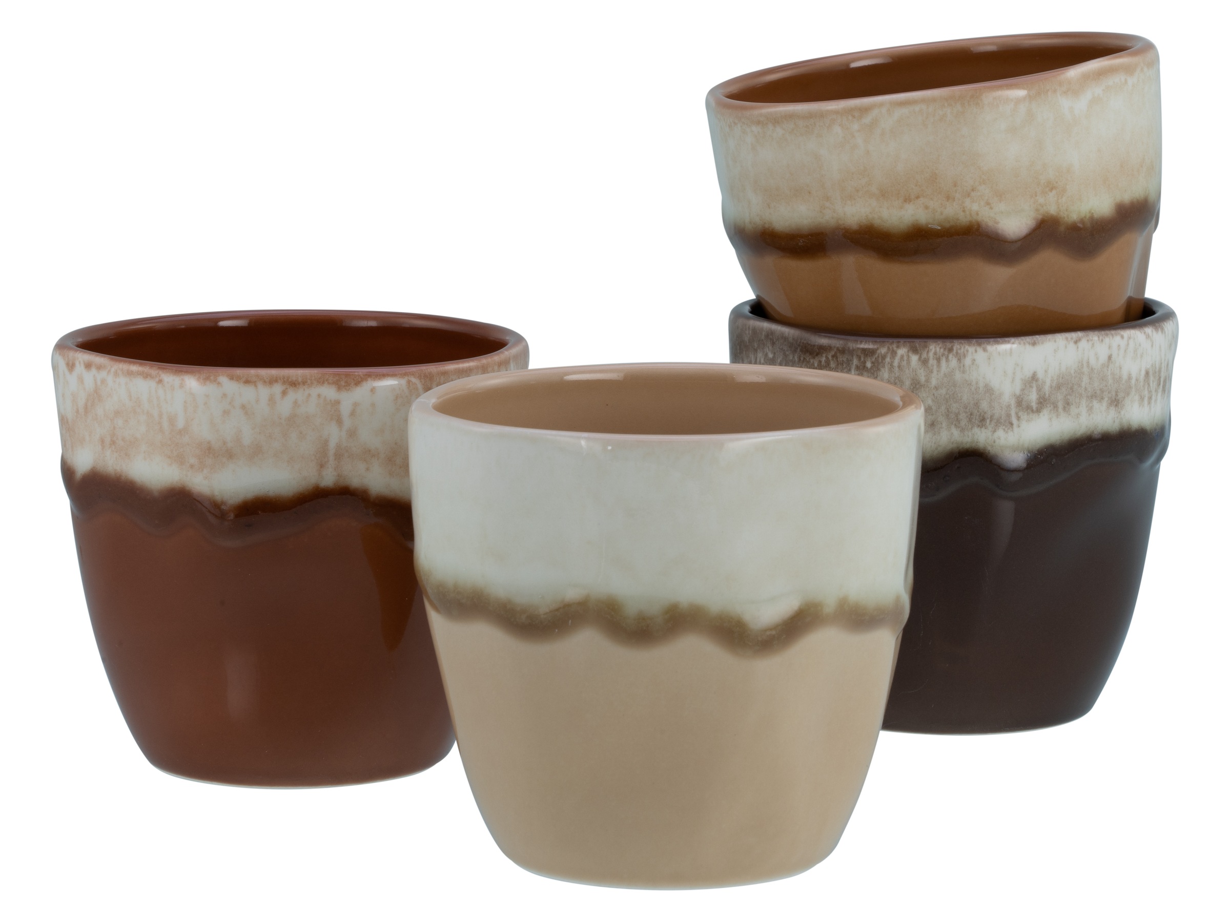 CREATABLE Becher "Squeezy Mocha Mousse Teebecher 4-tlg", Ø 10cm x 9cm, 350ml, 4bunt, Trinkgefäße, Einzigartige Optik, Reaktivglasur