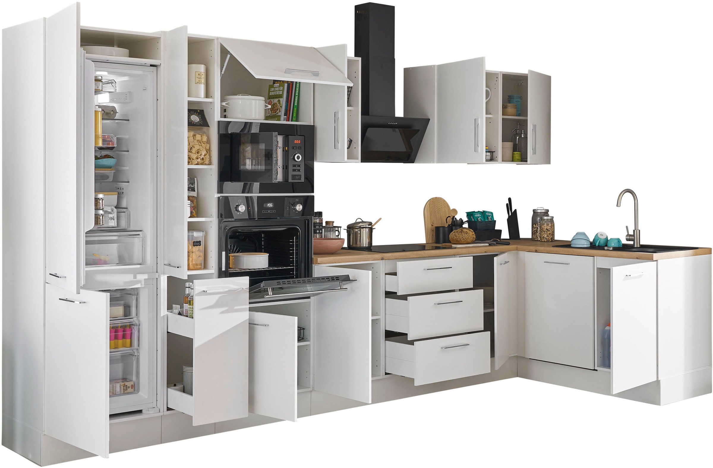 BASIC by Balculina Winkelküche »Turin«, Stellbreite 370x175 cm, wahlweise mit E-Geräten
