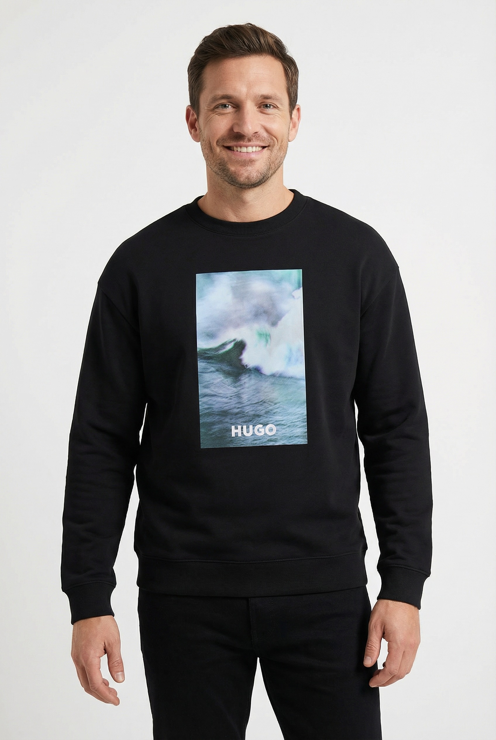 HUGO Blue Sweatshirt "Nofintex", Rundhalsausschnitt, Regular Fit, Foto-Druc günstig online kaufen