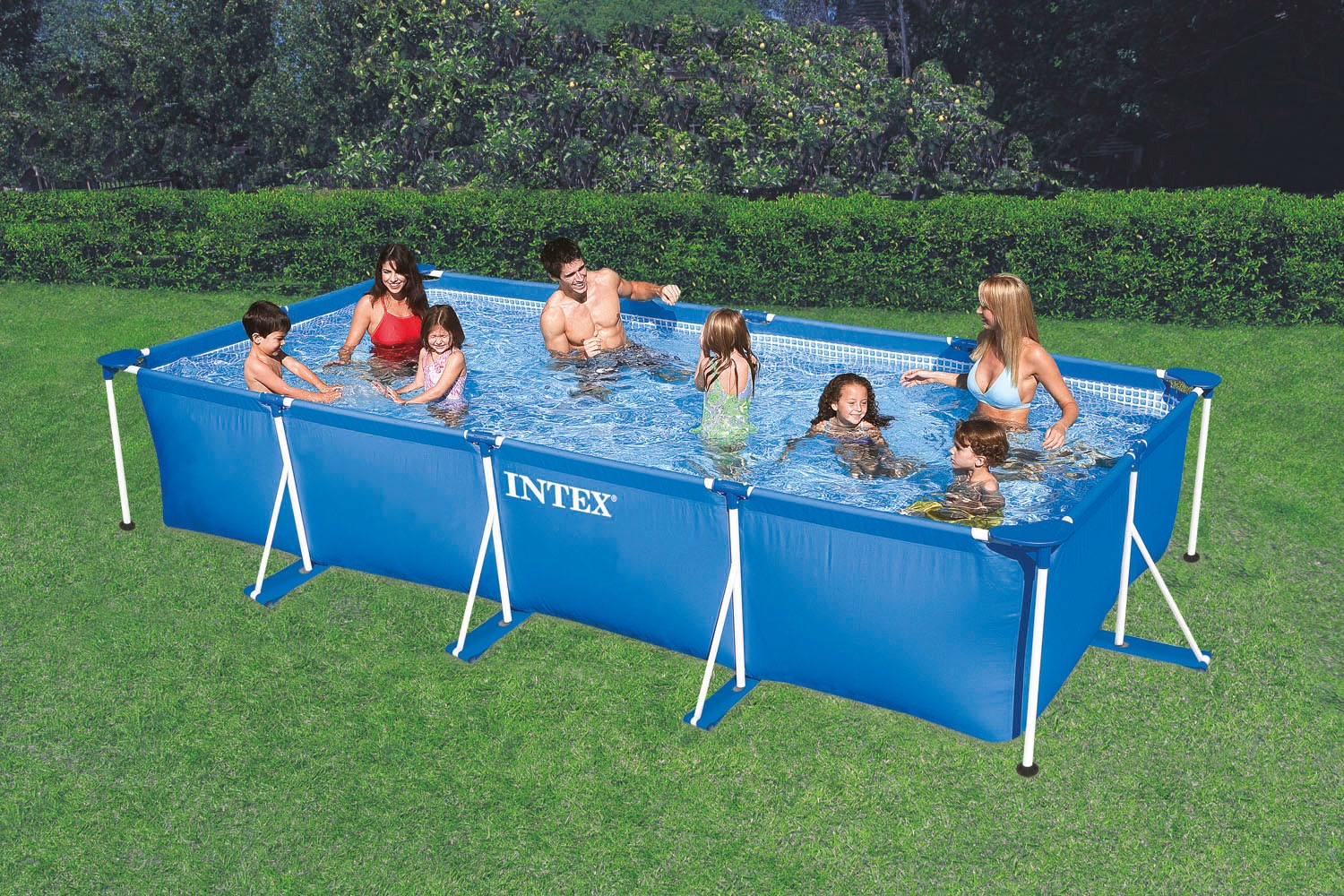 Intex Rechteckpool Metal Frame Rectangular, BxLxH: 220x450x84 cm blau B/H/L: Breite 220 cm x Höhe 84 cm x Länge 450 cm, 7100 l