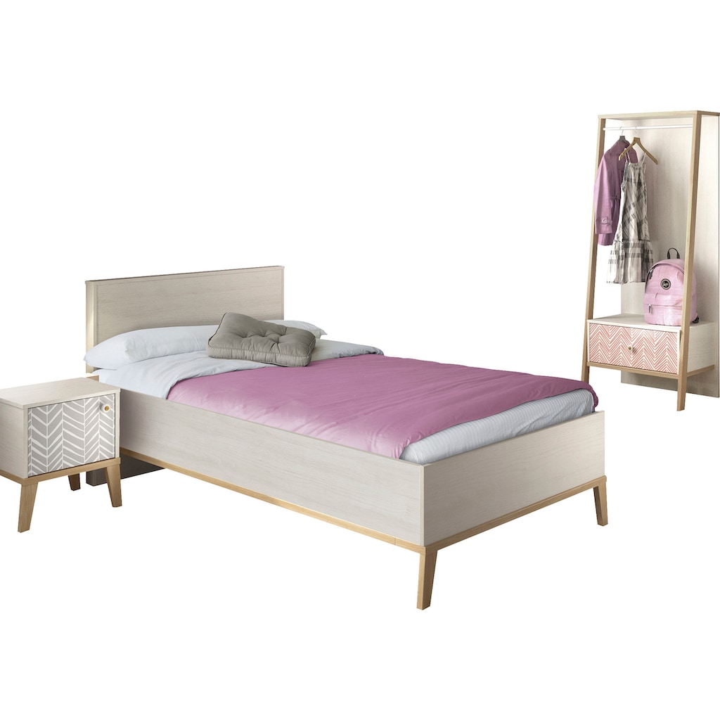 Gami Jugendzimmer-Set »Alika«, (Set, 3 St., Bett, Kleiderständer, Nachttisch)