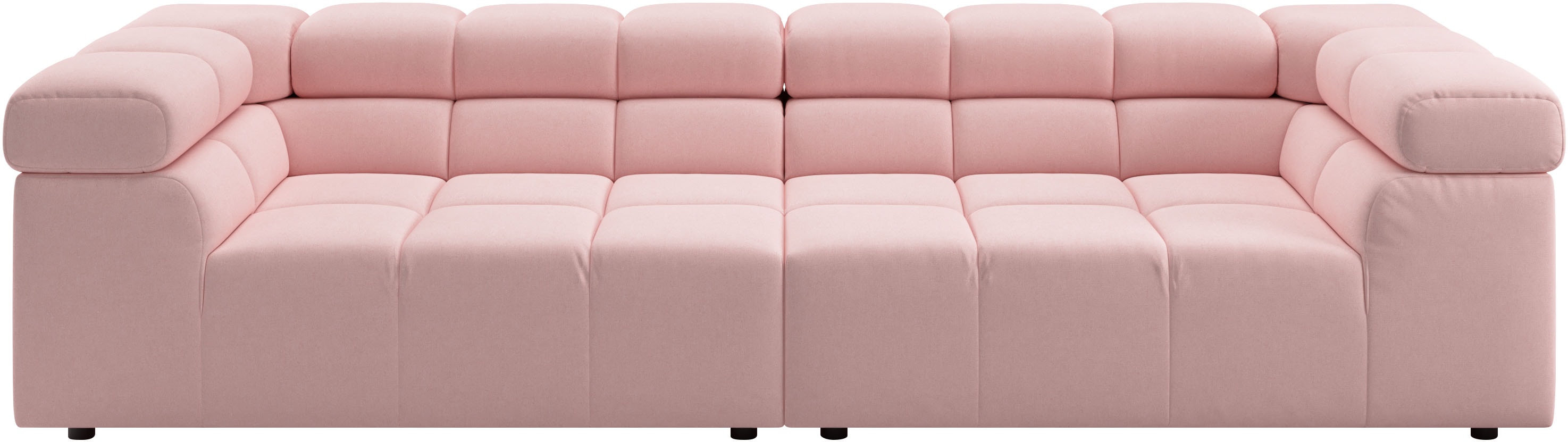 Home affaire Big-Sofa "Ancona modern, elegant, bequem, viel Platz, B/T/H: 290/110/70 cm" auffällige Steppung, inkl. 2 Zierkissen und verstellbaren Kopfstützen