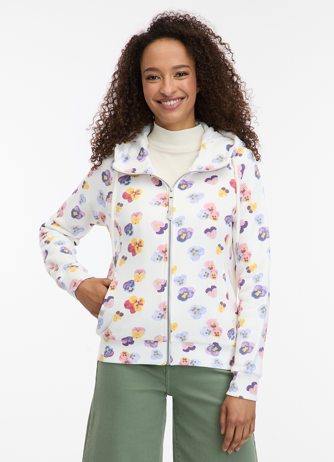 Ragwear Sweatshirt "FLLAWIA PRINT", mit Reißverschluss, Langarm, aus Baumwolle und Polyester, in Sweatware
