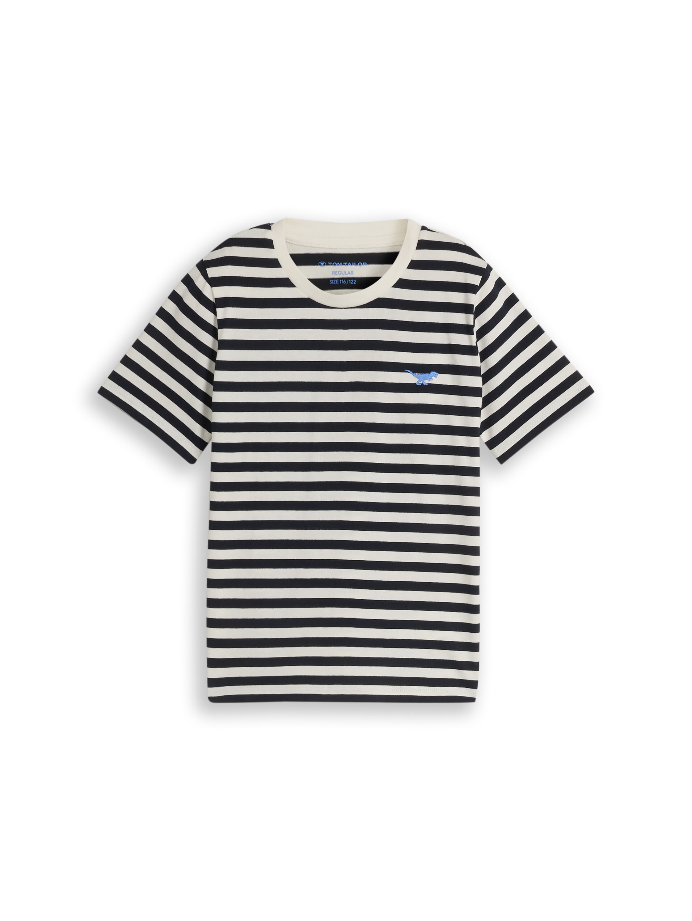 TOM TAILOR Kurzarmshirt Sommershirt - gestreift und mit Dino-Stickerei - für Boys