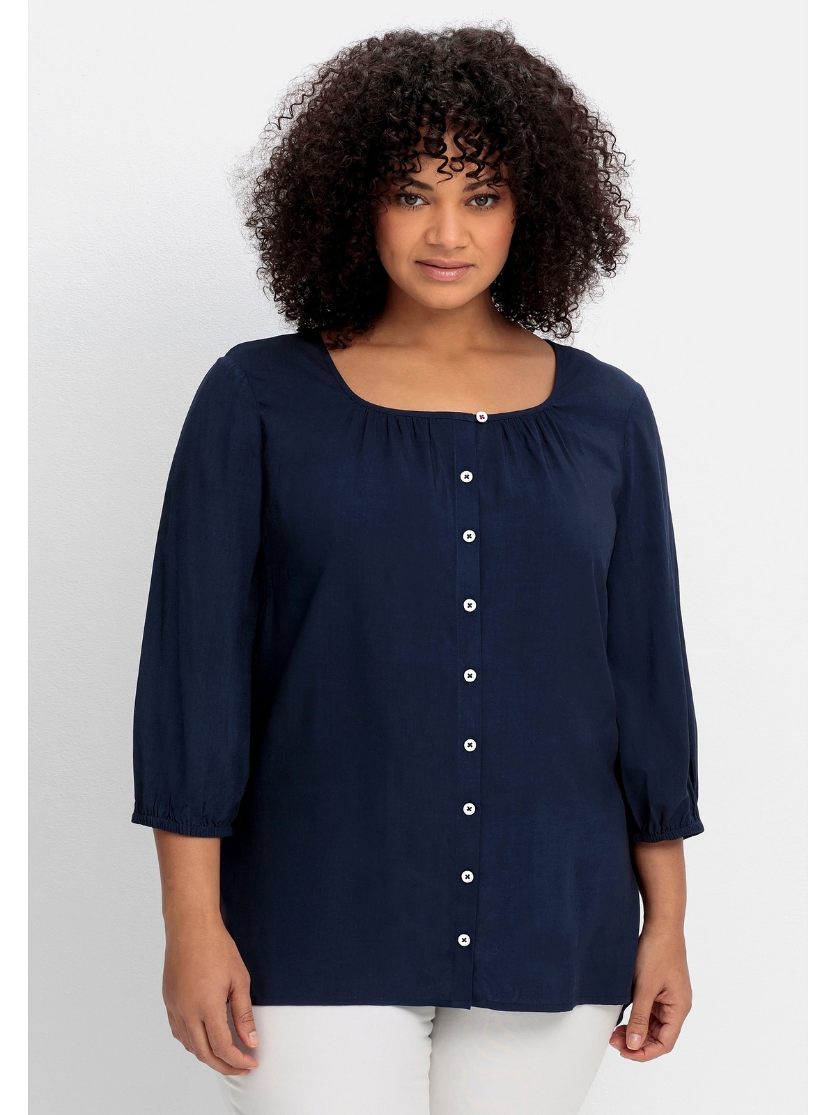 Rücken mit und bestellen Größen«, | »Große Sheego online BAUR verlängertem Shirtbluse 3/4-Arm