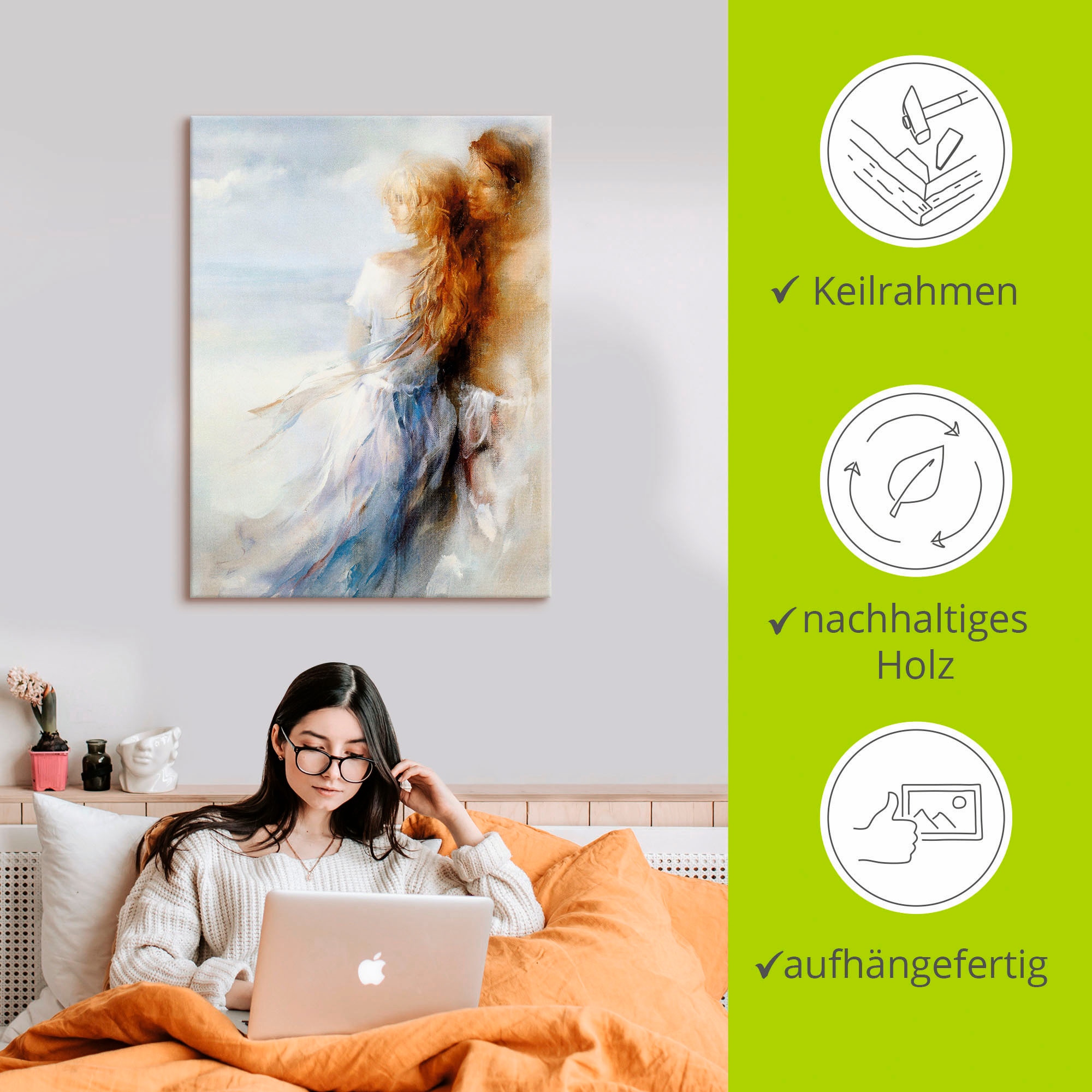 Artland Wandbild »Zusammen«, Paar, (1 St.), als Leinwandbild, Poster in verschied. Größen