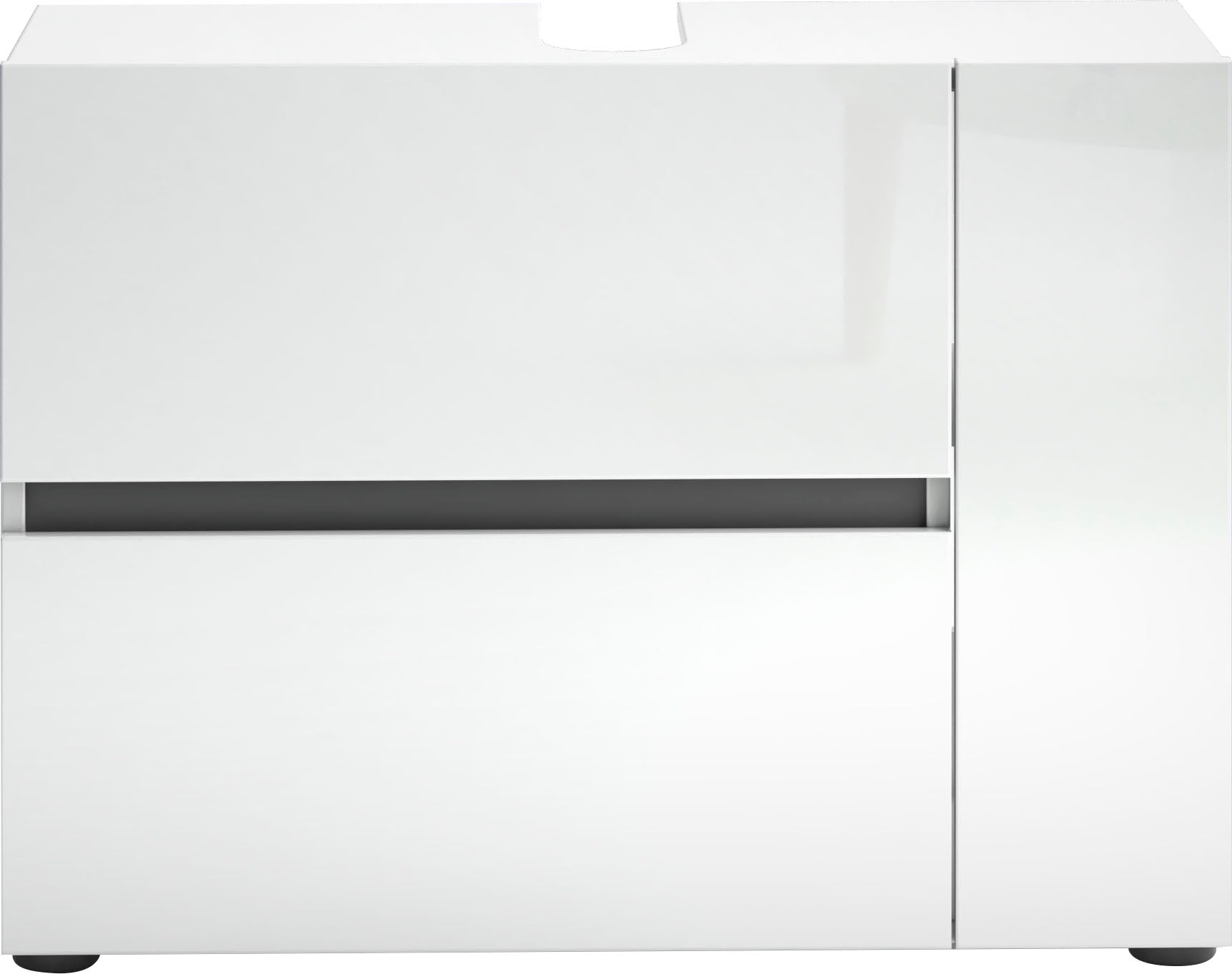 Thumbnail - welltime Waschbeckenschrank "MISTER, Bad-Unterschrank, 83 cm breit, 1 Klappe, 1 Tür, 1 Schublade" Badmöbel, Hochglanz la...